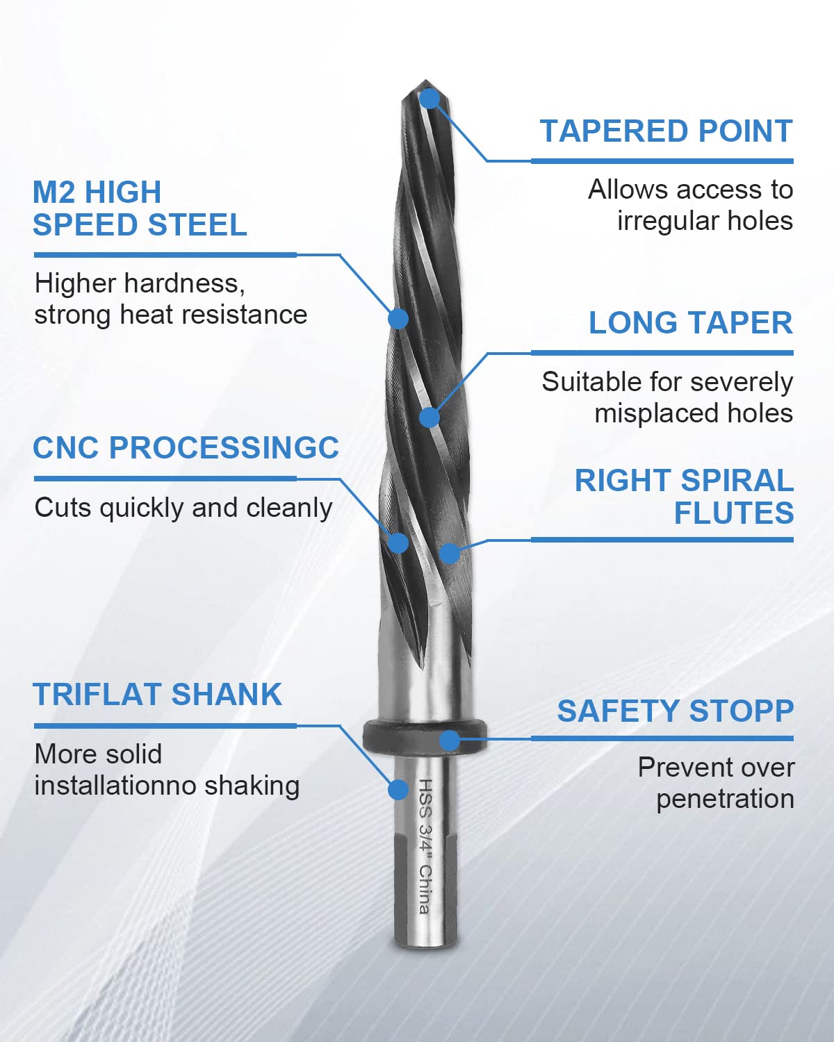 4Pcs Drill Bridge/Construction Reamer Bit Set 3/8" 1/2" 5/8" 3/4" with 1/2" Shank HSS Taper Chucking Reamer Bit Tool for Steel Metal Wood Alloy Drilling Hole with Aluminum Box