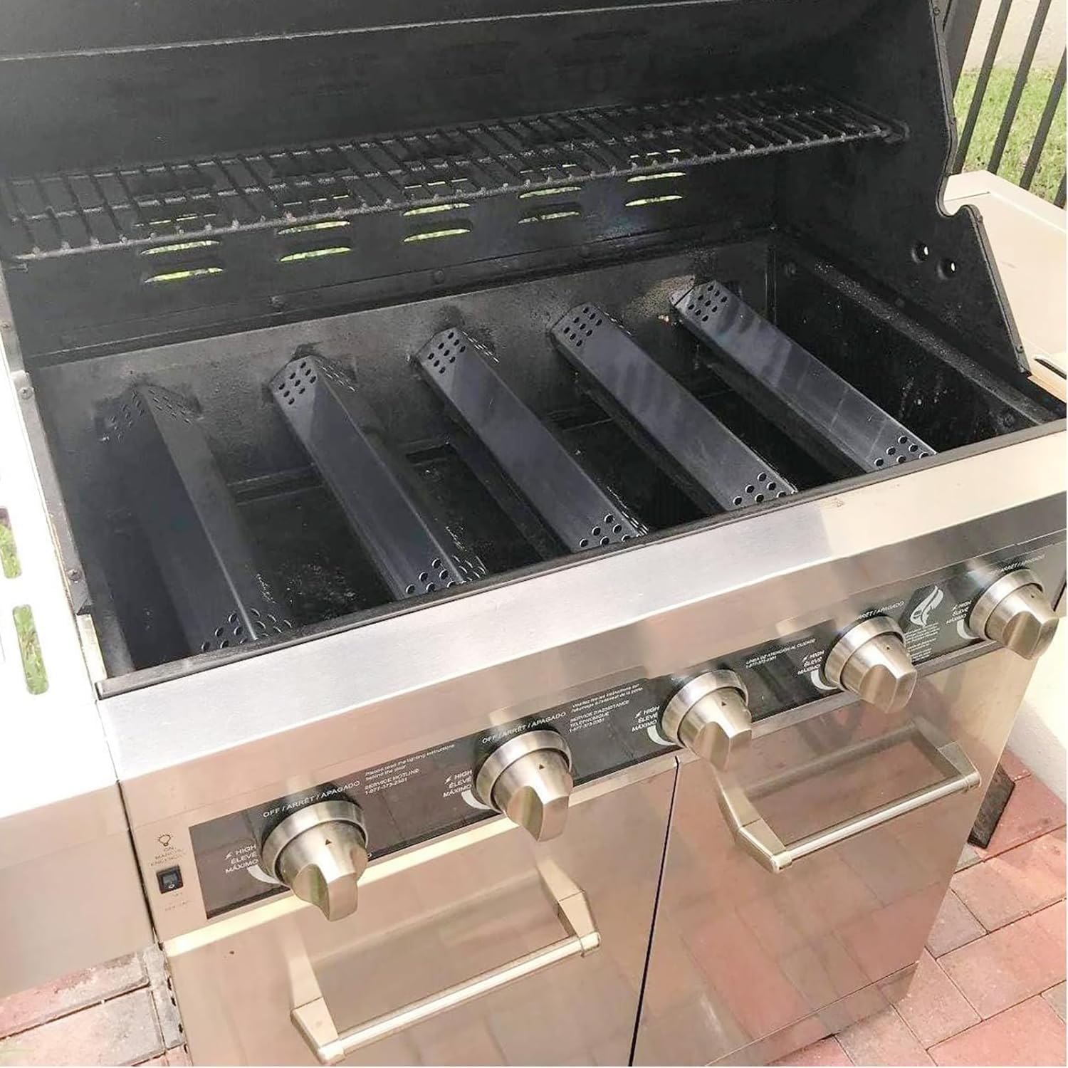 Replacement Kit for Kitchen Aid 720-0893 720-0893A 720-0893D 720-0893G, 7MM Stainless Steel Cooking Grates, Burners and Heat Plates for Kitchenaid Grill Replacement Parts 5-Burner Gas Grill