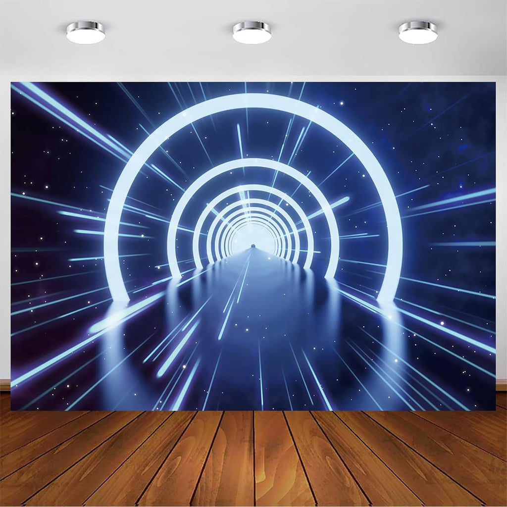 7x5ft Future Tunnel Backdrop Science Fiction Theme Space Interstellar Travel Time Tunnel Photography Background Club Party Space Time Tunnel Decor Banner Adult Portrait Wallpaper