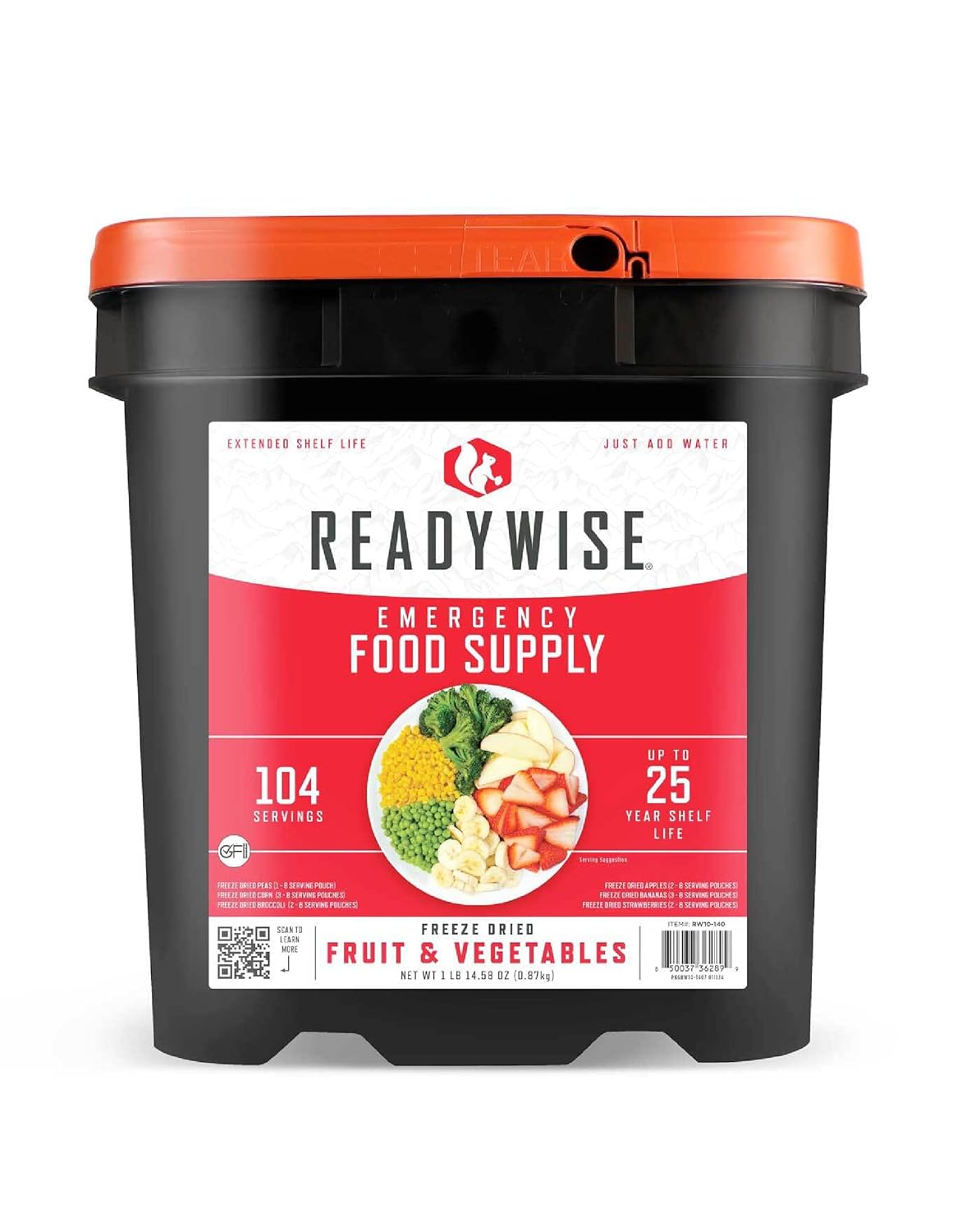 READYWISE Emergency Food Supply Fruit & Vegetables Bucket, 104 Servings