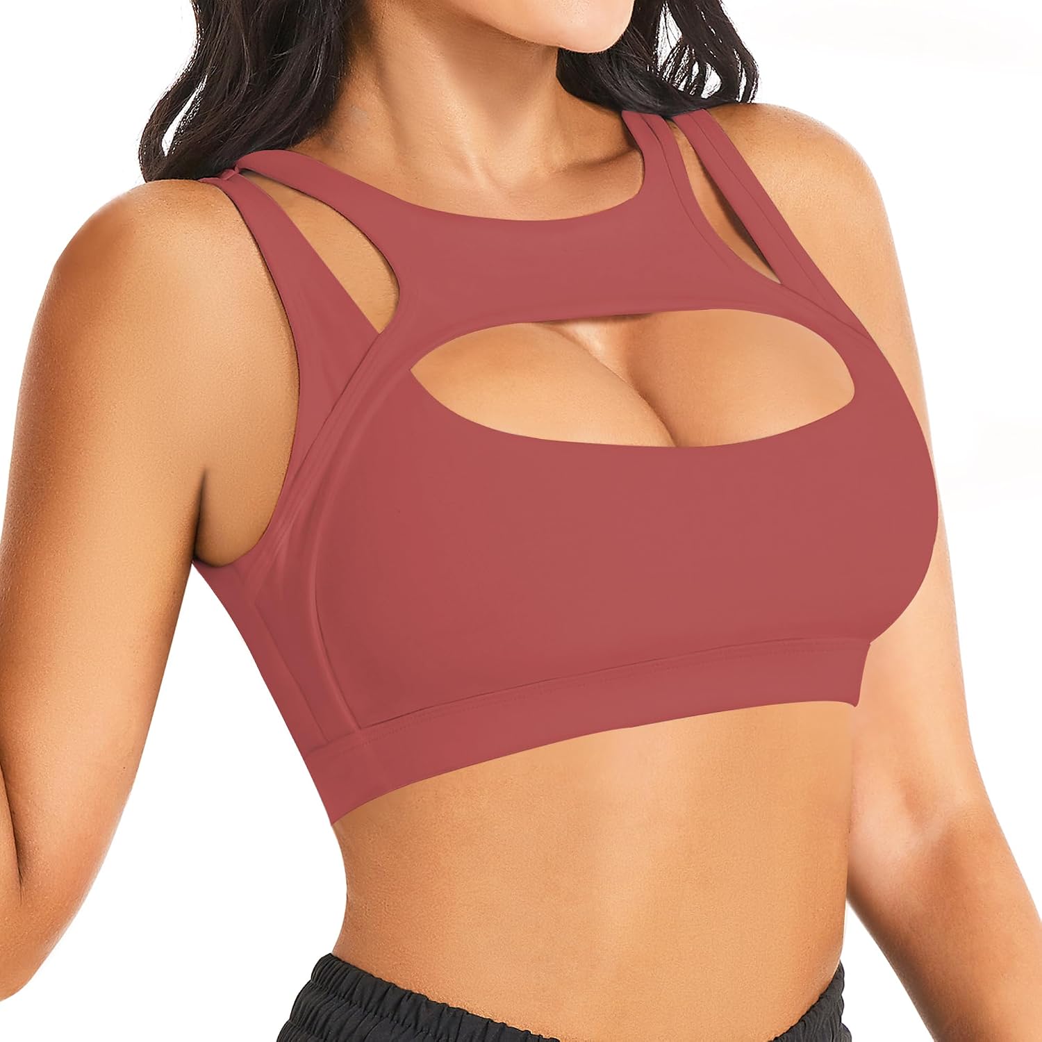 Betaven Push up Sports Bra for Women Sexy Hollow Crop Tops with Removable Cups Workout Fitness Yoga Bra Medium Support