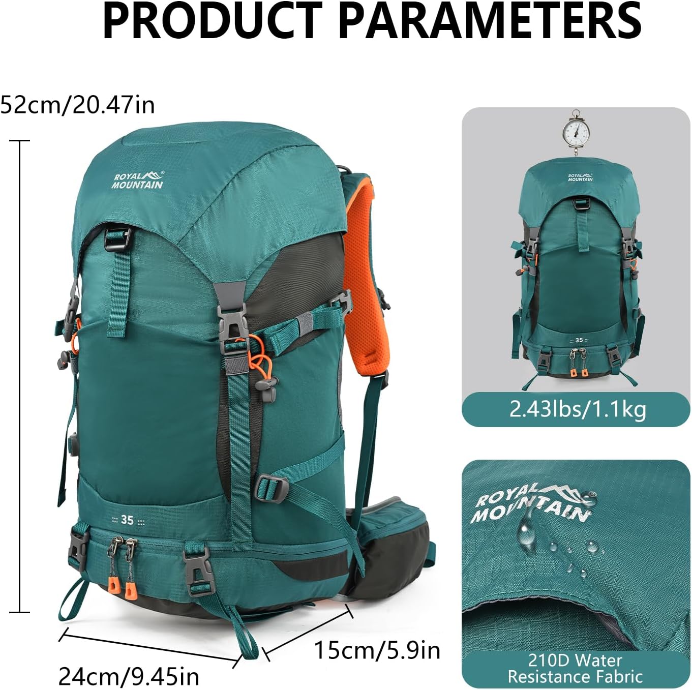 Hiking Backpack for Women Men,30+5L Waterproof Camping Backpacking Backpack