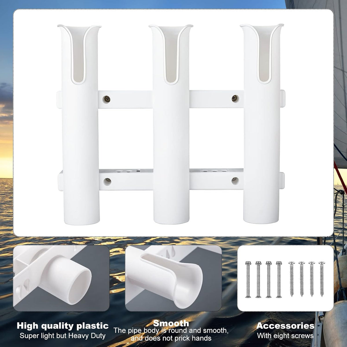 Shappy Fishing Rod Holders Wall Mounted Rack for Boat Garage, White