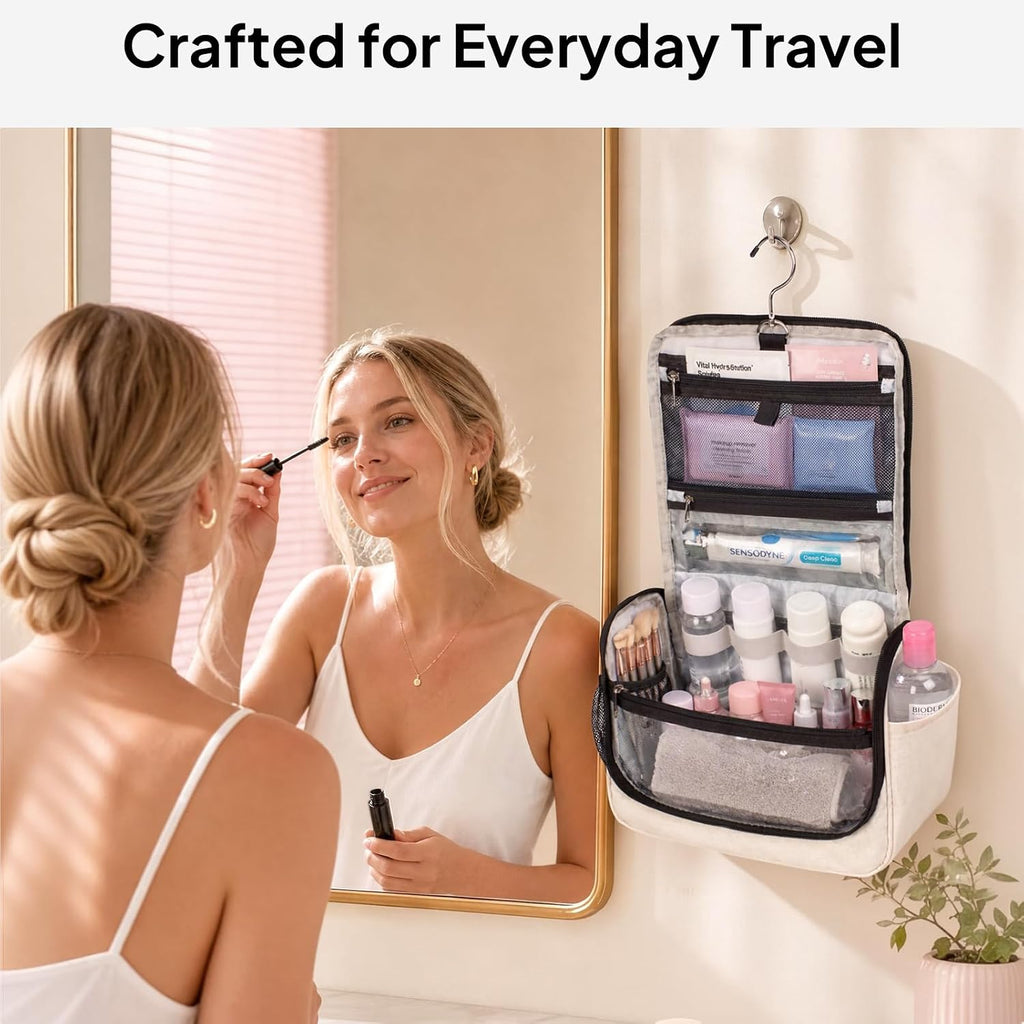 Travel Toiletry Bag for Women & Men, Waterproof Hanging Makeup Organizer