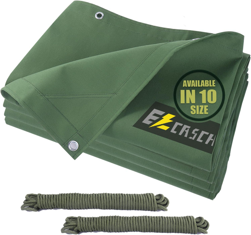 20’x20’ Canvas Tarps Heavy Duty Waterproof Tarpaulins with Aluminum Grommets,UV Resistant, 22Mil Multipurpose Drop Cloth, 14oz Durable Cover Sheet for Outdoor and Indoor Use with Ropes.