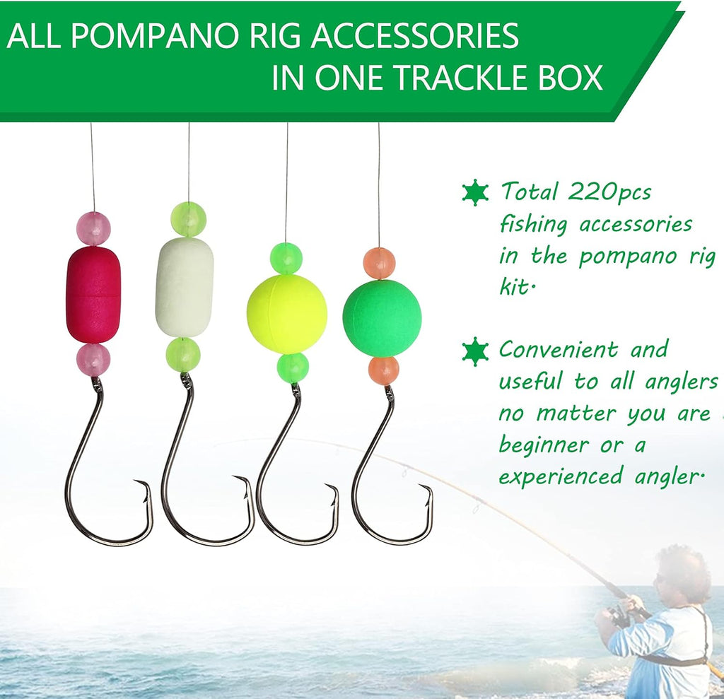 Dovesun 220/104/80/60/54/52/42pcs Pompano Rig Floats for Surf Fishing Foam Bobbers for Fishing Fly Fishing Bobbers Floats Bright Color Kit/Round/Cylindrical/Heart/Bullet/Pill/Spin Shape
