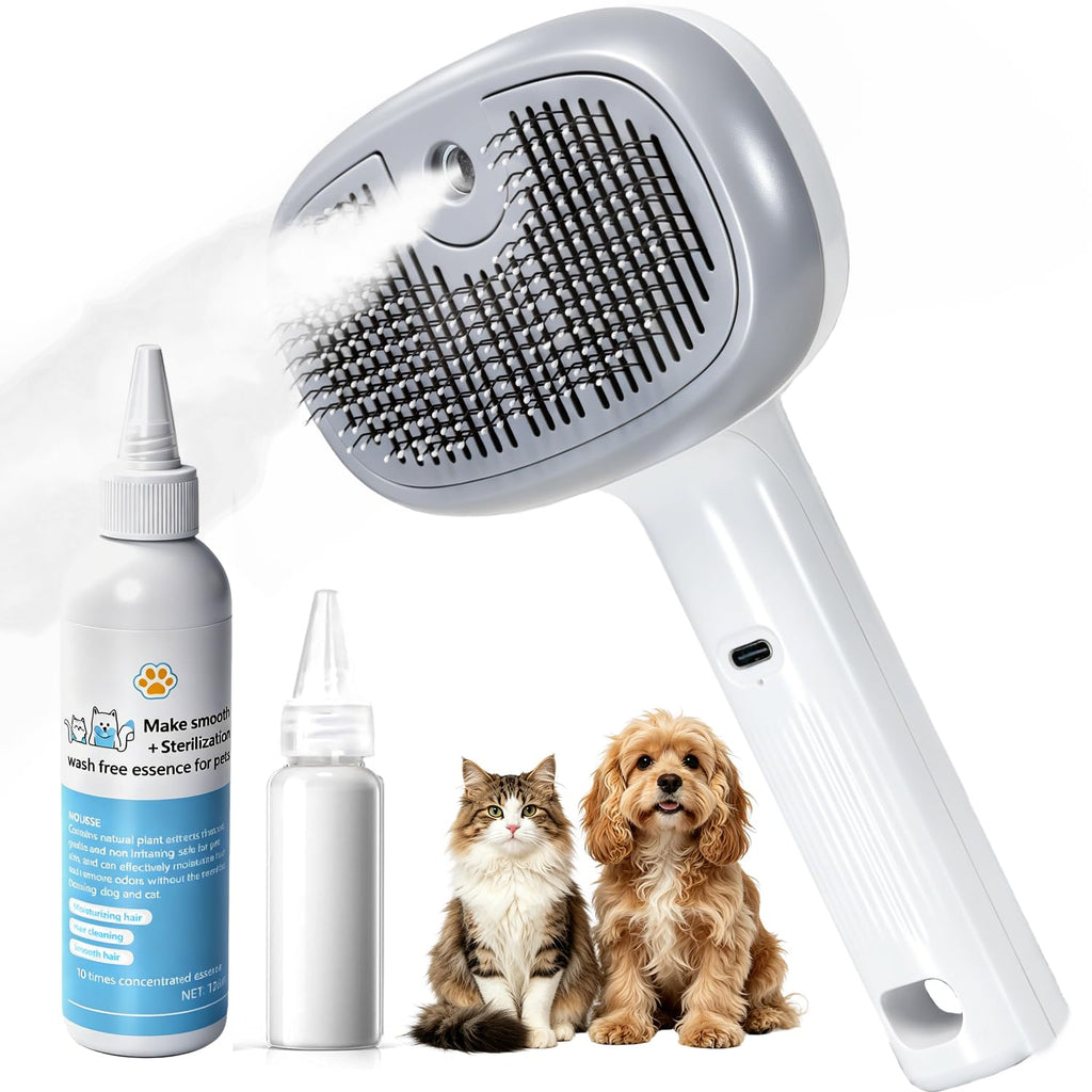 4 In 1 Cat Steam Brush for Grooming, Shedding, Massage, Bathing,Anti-Static