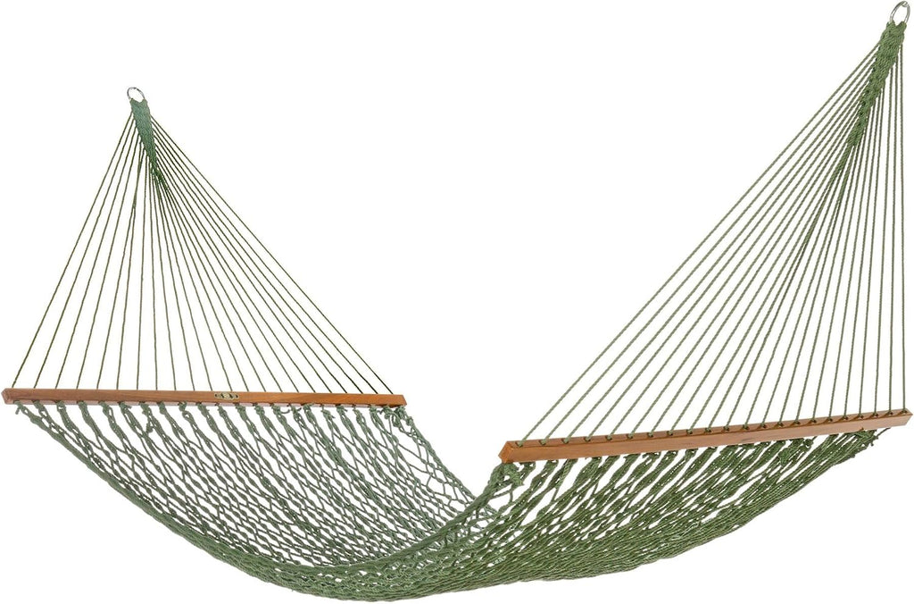 Original Pawleys Island Large Antique Brown DuraCord Rope Hammock – 13 ft. x 55 in., 2-Person, 450 lb Capacity, Oak Spreader Bar, Zinc-Plated Hardware, Handcrafted in the USA