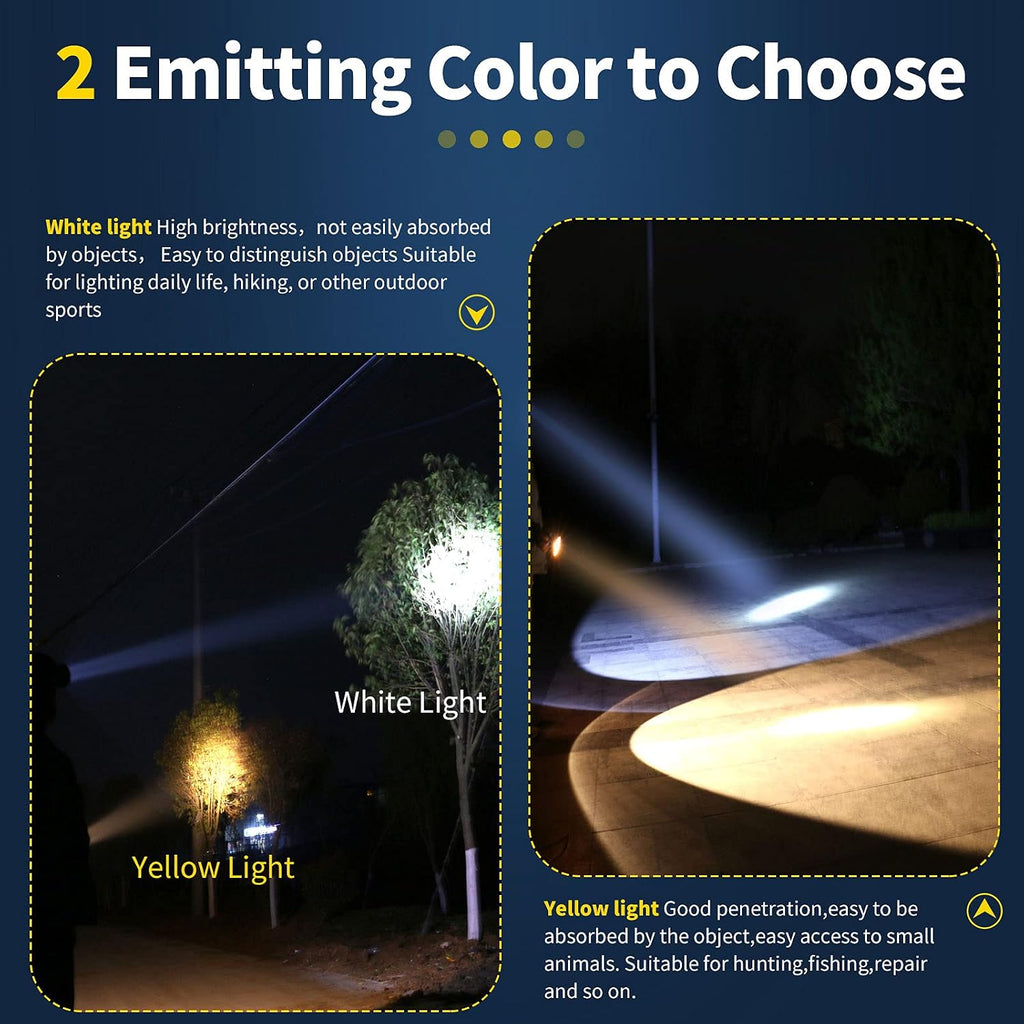 Super Bright Coon Hunting Light, Rechargeable LED Headlamp with 2 Light Modes, Waterproof Adjustable Hard Hat Headlight, Gold Miner Style Torch for Hunting, Fishing, Hiking, Camping, Outdoor Adventure