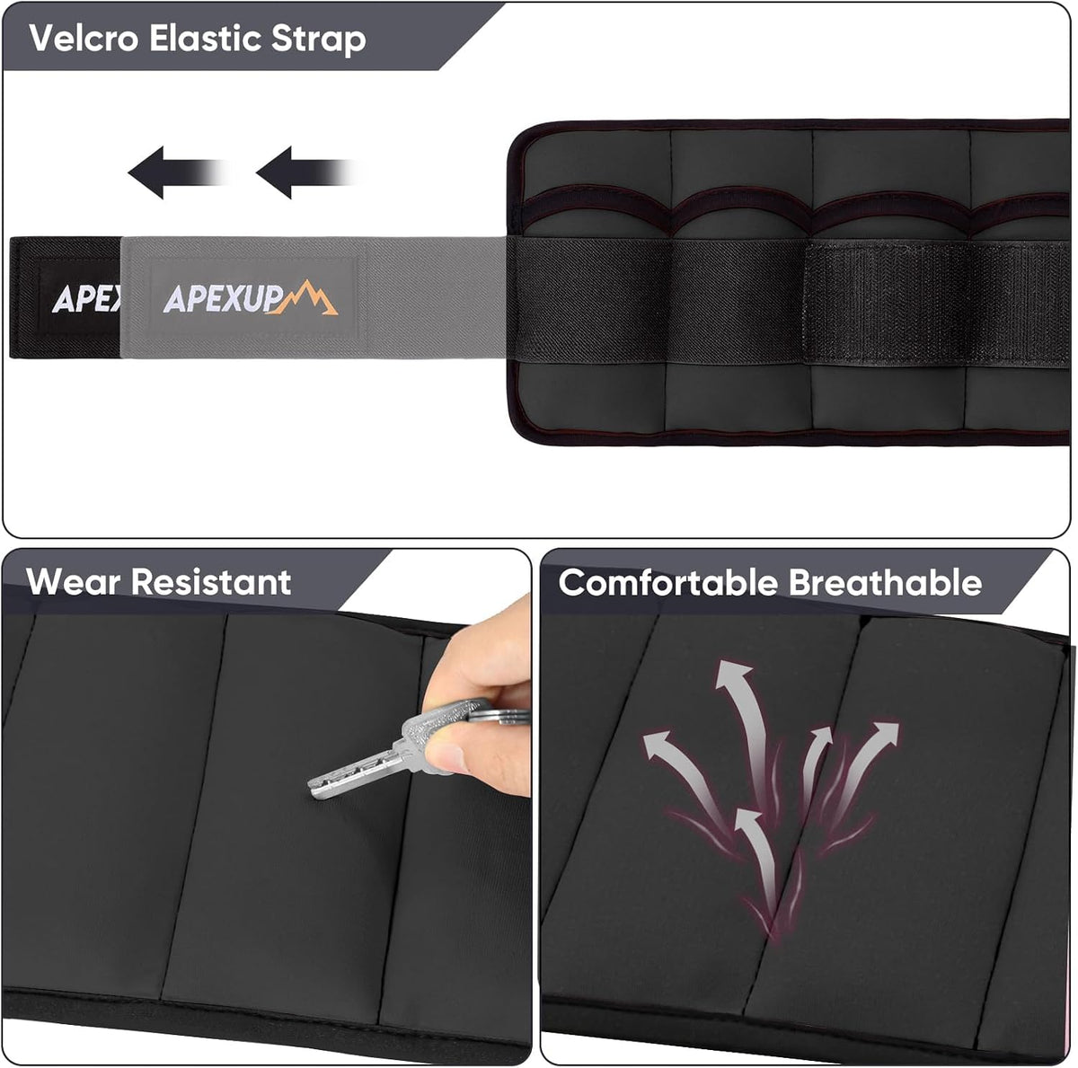 APEXUP Adjustable Ankle Weights for Women and Men, Modularized Leg Weight Straps for Yoga, Walking, Running, Aerobics, Gym, Physical Therapy