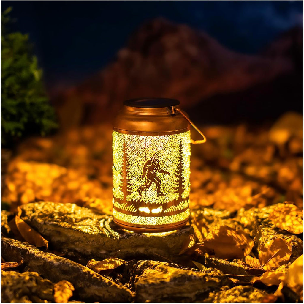 Bigfoot Solar Lanterns Outdoor Hanging Waterproof Solar Lights Big Foot Sasquatch Gifts for Men Women Metal Decorative LED Lanterns for Outside, Patio, Landscape, Yard Decor, Garden Decorations