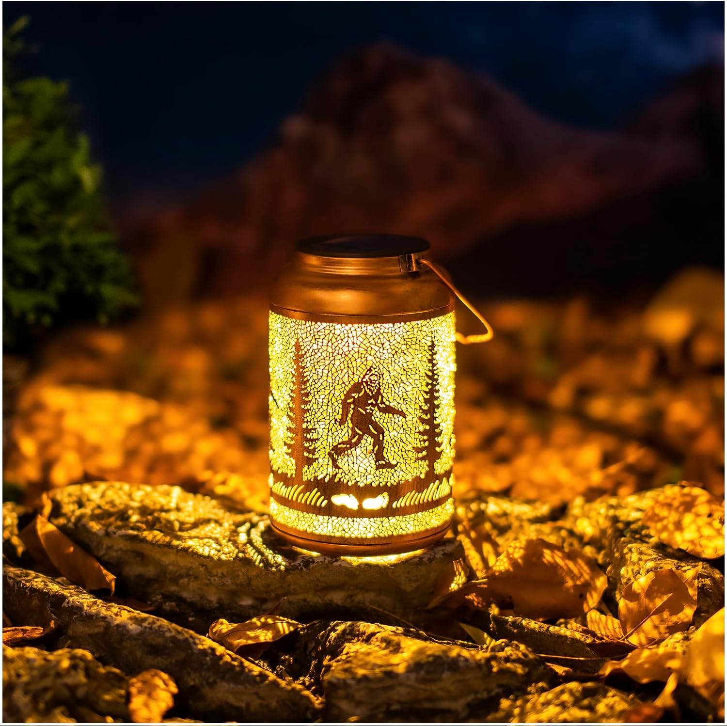 Bigfoot Solar Lanterns Outdoor Hanging Waterproof Solar Lights Big Foot Sasquatch Gifts for Men Women Metal Decorative LED Lanterns for Outside, Patio, Landscape, Yard Decor, Garden Decorations