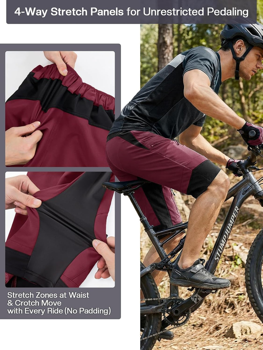 ARSUXEO Men's Loose Fit Cycling Shorts Mountain Bike Shorts Water Ressistant 1903