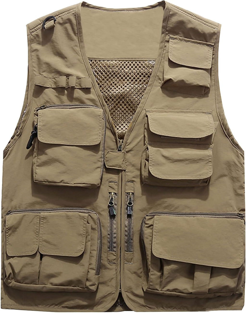 Flygo Men's Casual Lightweight Outdoor Fishing Work Safari Travel Photo Cargo Vest Jacket Multi Pockets