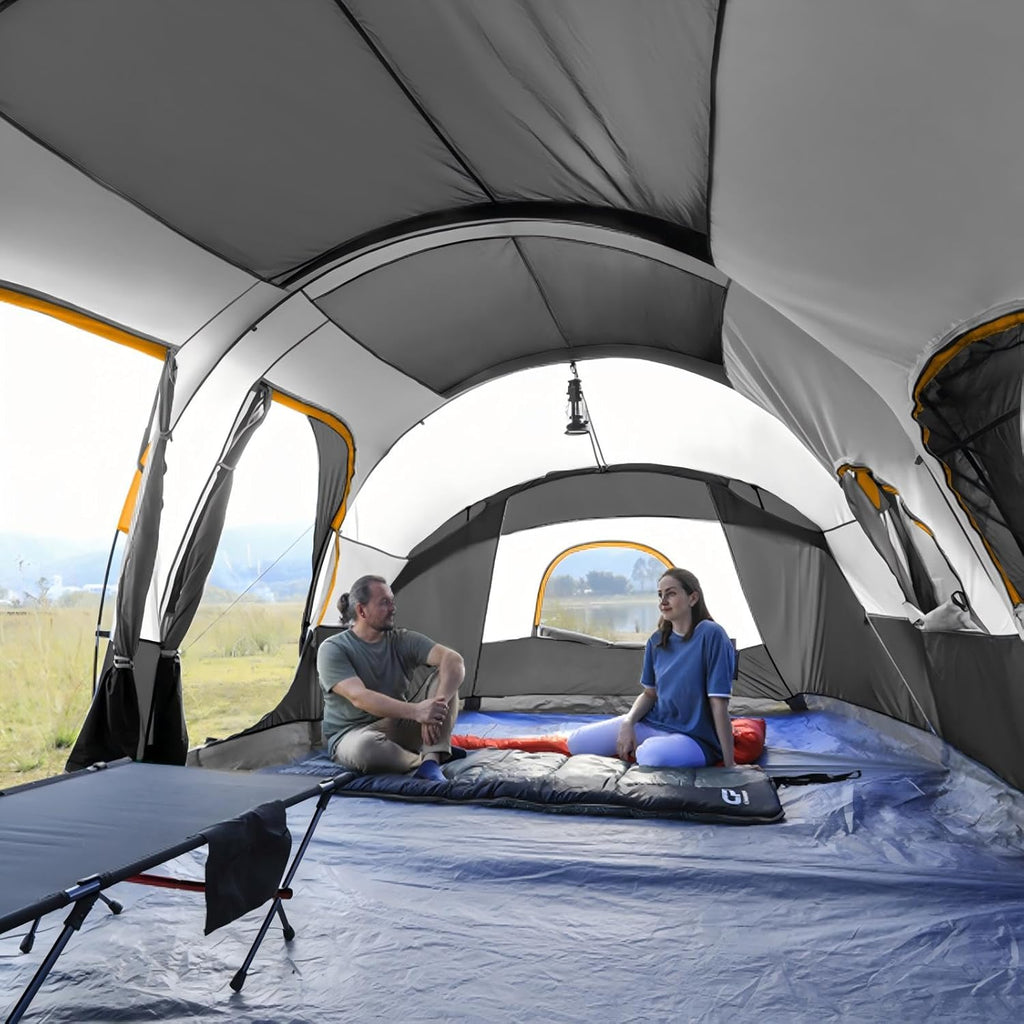 CAMPROS CP 12 Person Camping Tent, 3-Room Family Tent, Rainfly, Waterproof