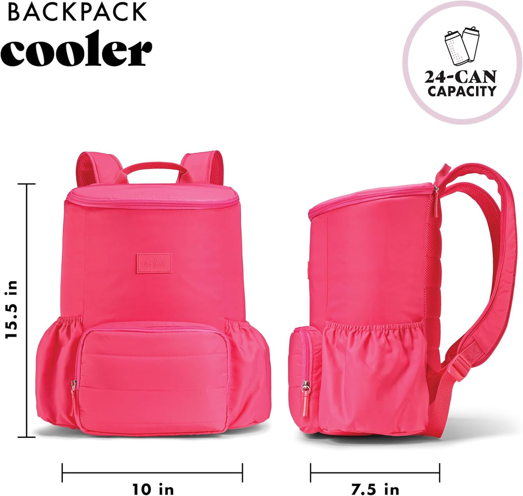 Fit & Fresh Insulated Backpack Soft Cooler – Leak-Resistant Beach & Travel Bag for Women, 24 Can Capacity Picnic & Cooler Bag