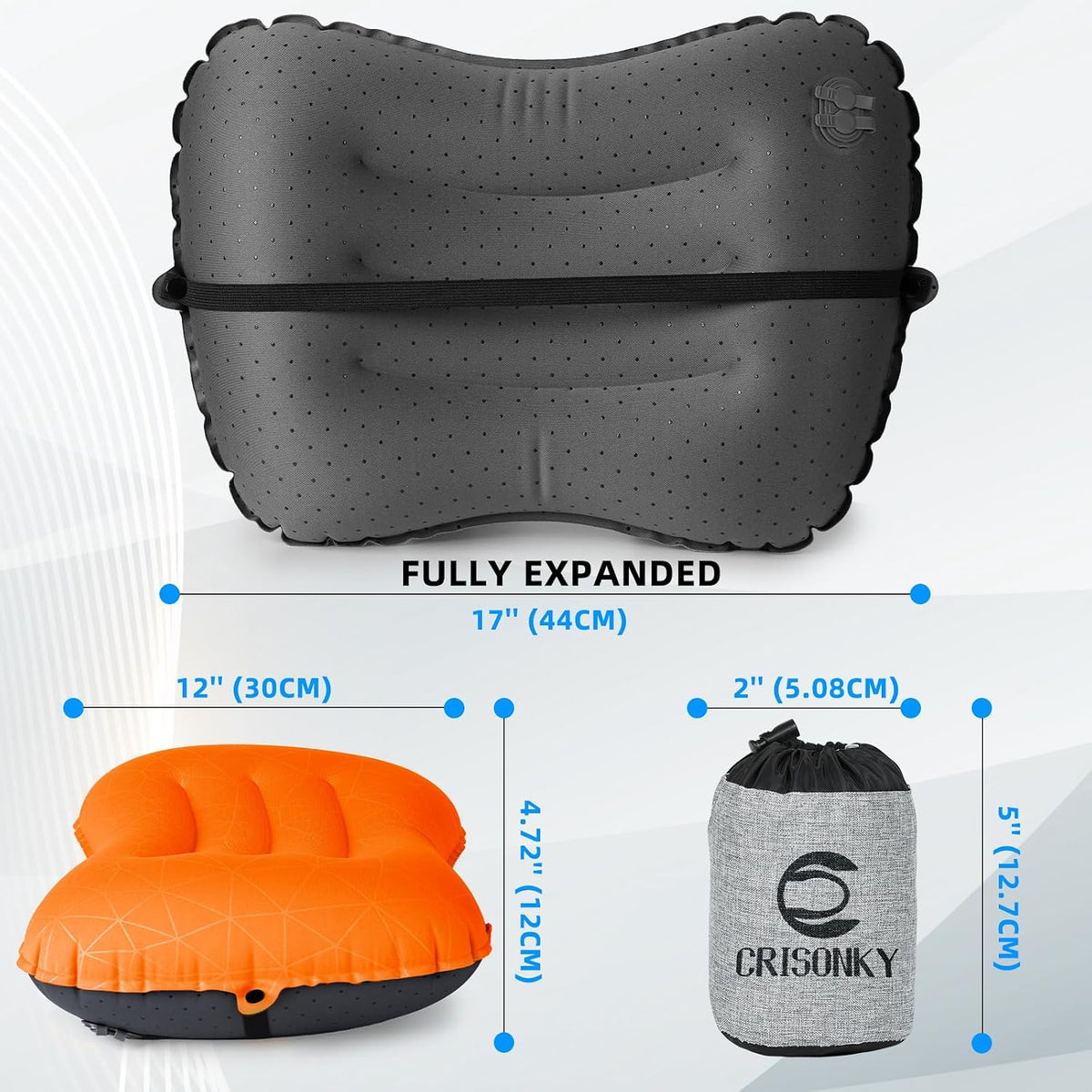 Crisonky Camping Pillow,Ultralight Inflatable Travel Pillow for Backpacking