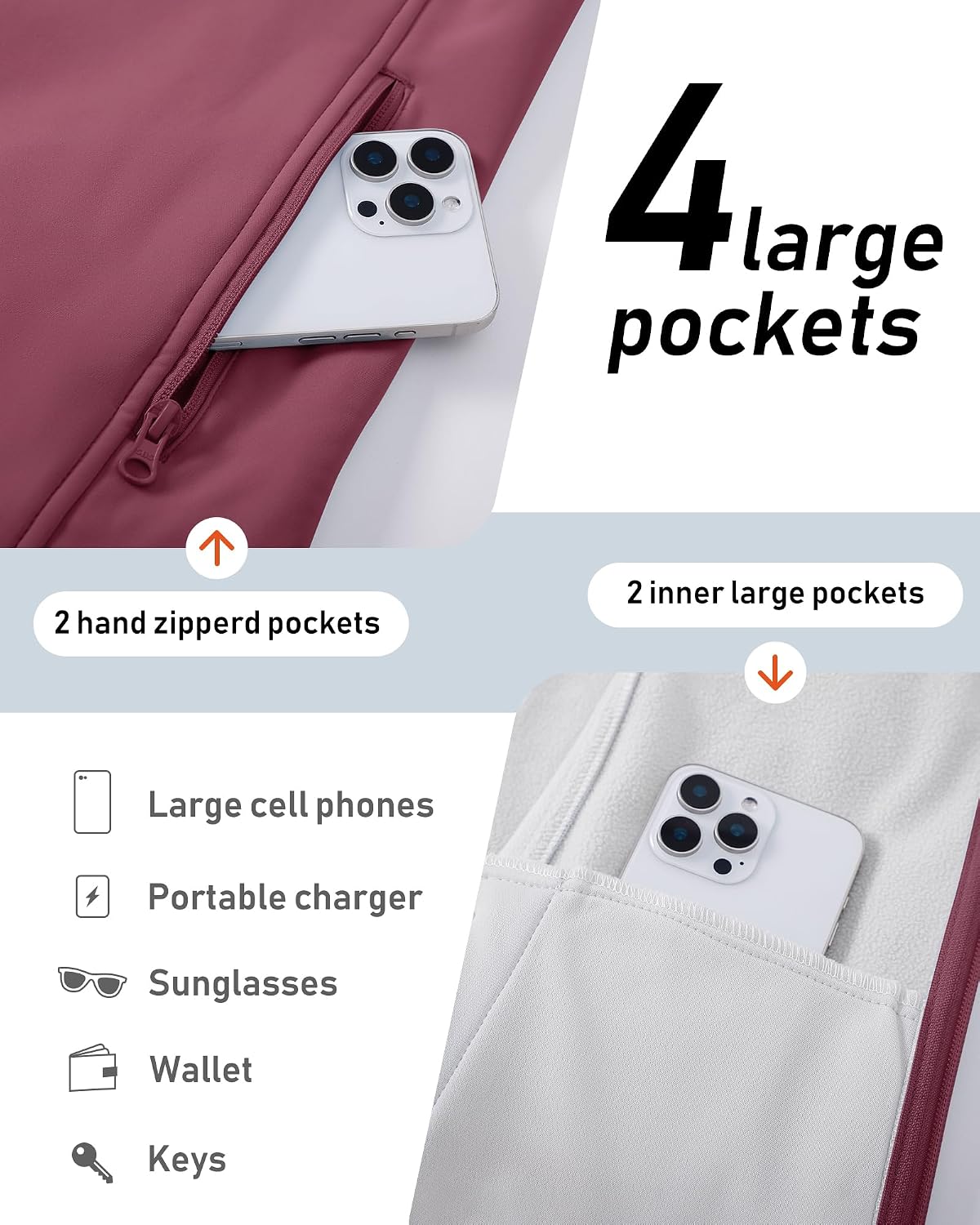 33,000ft Women's Waterproof Softshell Jacket Lightweight Fleece Lined Coat