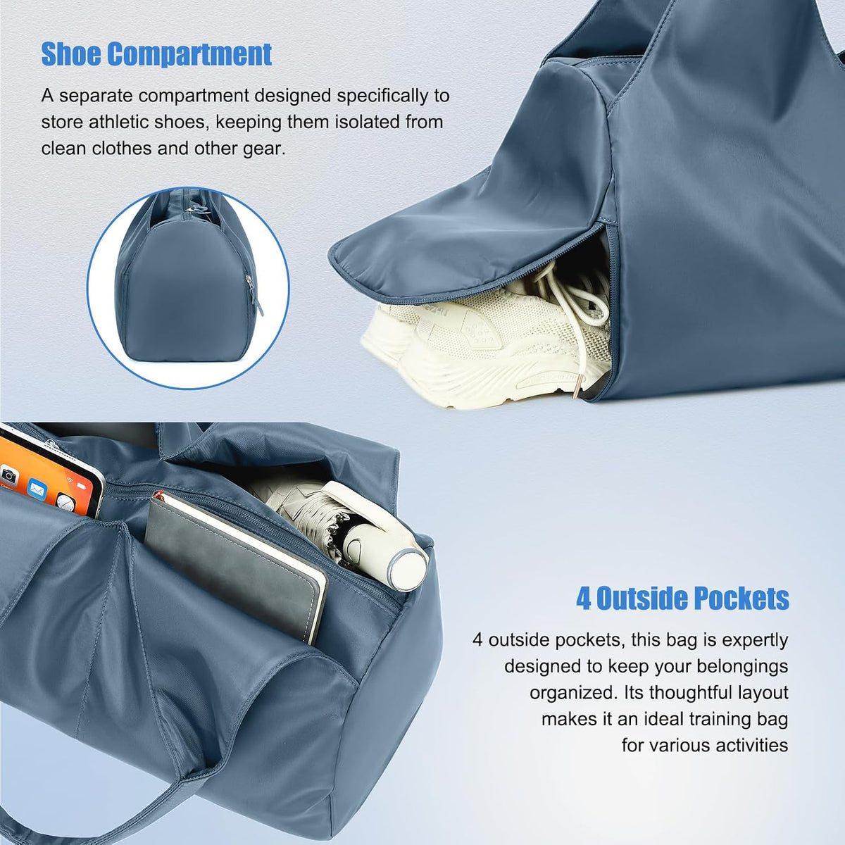 Forestfish Gym Bag For Women With Shoes Compartment & Wet Dry