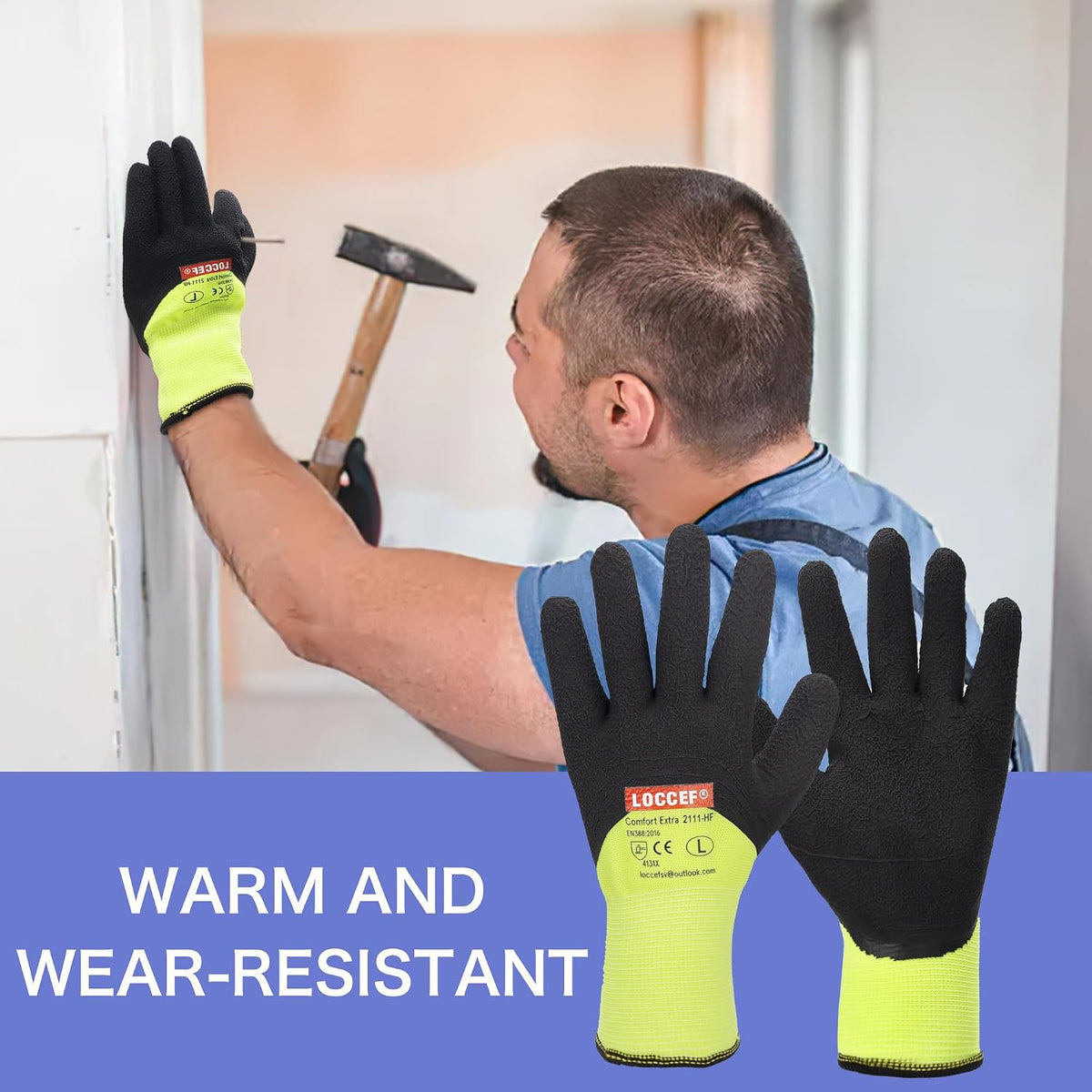LOCCEF 2 Pairs Winter Work Gloves, Thermal Freezer Gloves