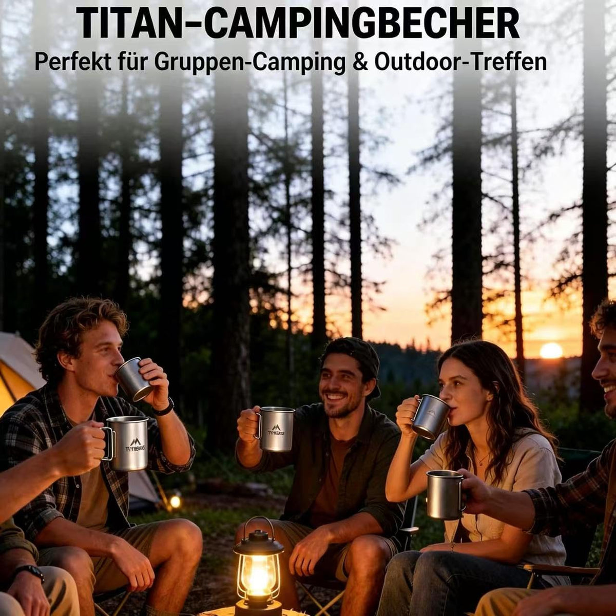 THTYBROS Titanium Cup Ultralight Camping Mug with Foldable Handle & Lid, Pure Titanium Cookware for Outdoor Hiking, Backpacking, Picnic, and Campfire