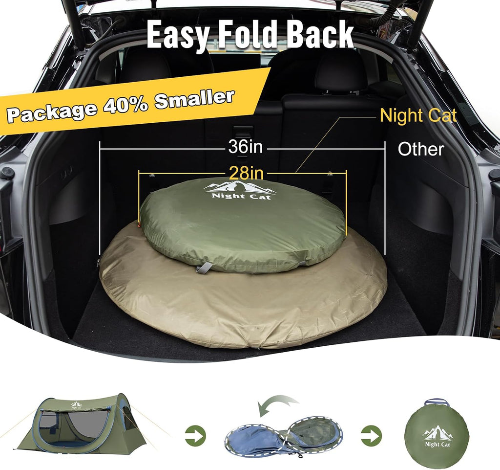Night Cat Pop-up Camping Tent: 2 Person Tent Waterproof Instant Easy Setup Tunnel Tent