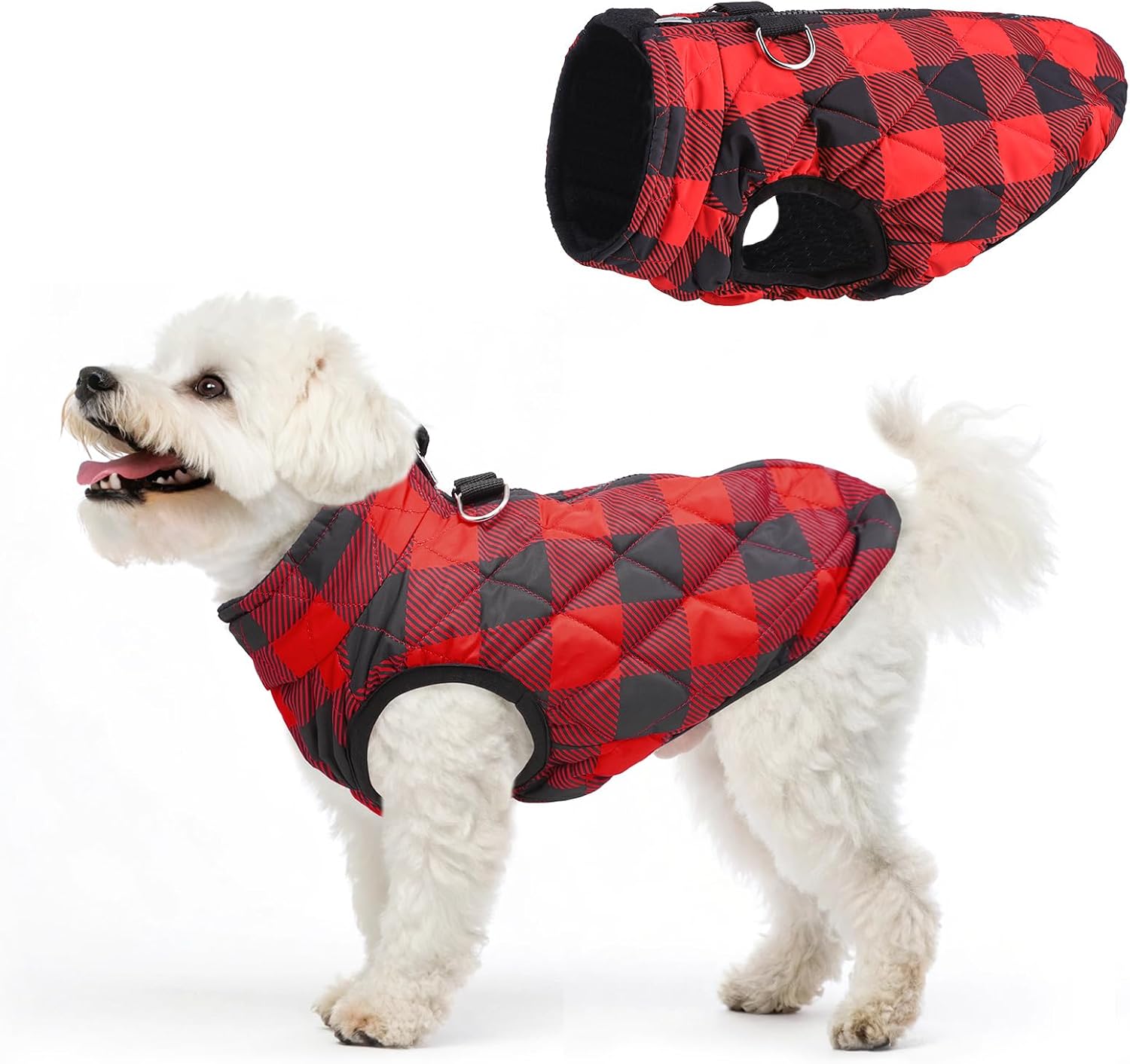 SCENEREAL Winter Dog Vest Coat with Built-in Harness