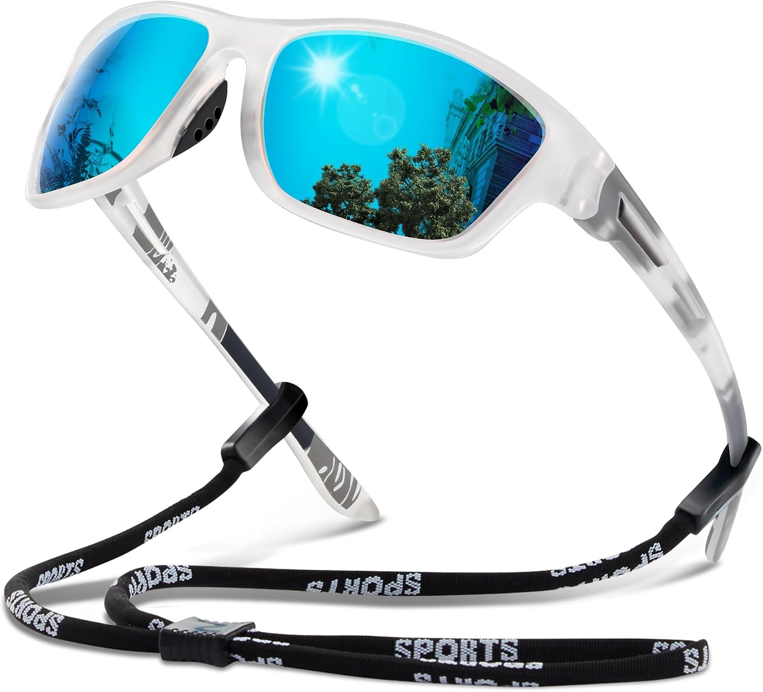 suoso Polarized Sports Sunglasses for Men: UV400 Protection Glasses Wrap Around Goggles for Driving Fishing
