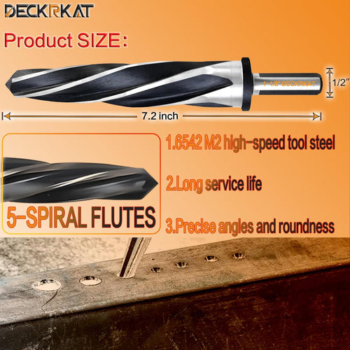 1-1/8" Reamer Drill Bit for Metal, M2 HSS Taper Reamer for Steel, Alloy, Wood, Plastic to Align, Enlarge Holes – 5-Spiral Flutes,1/2"Non-Slip Shank, 28mm Car Reamer, Bridge Construction Reamer.