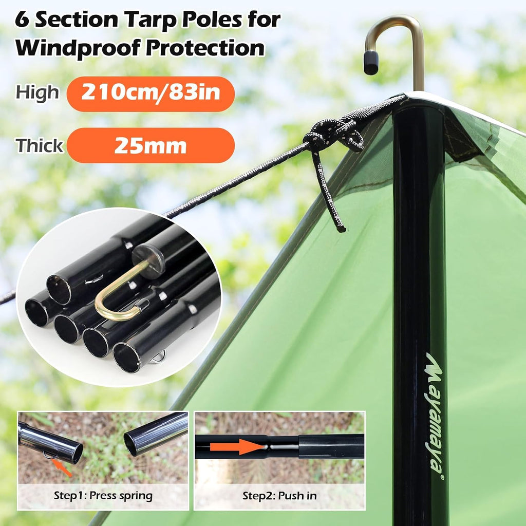 AYAMAYA Waterproof Camping Tarp with Poles Heavy Duty, 10x 15FT Extra Large