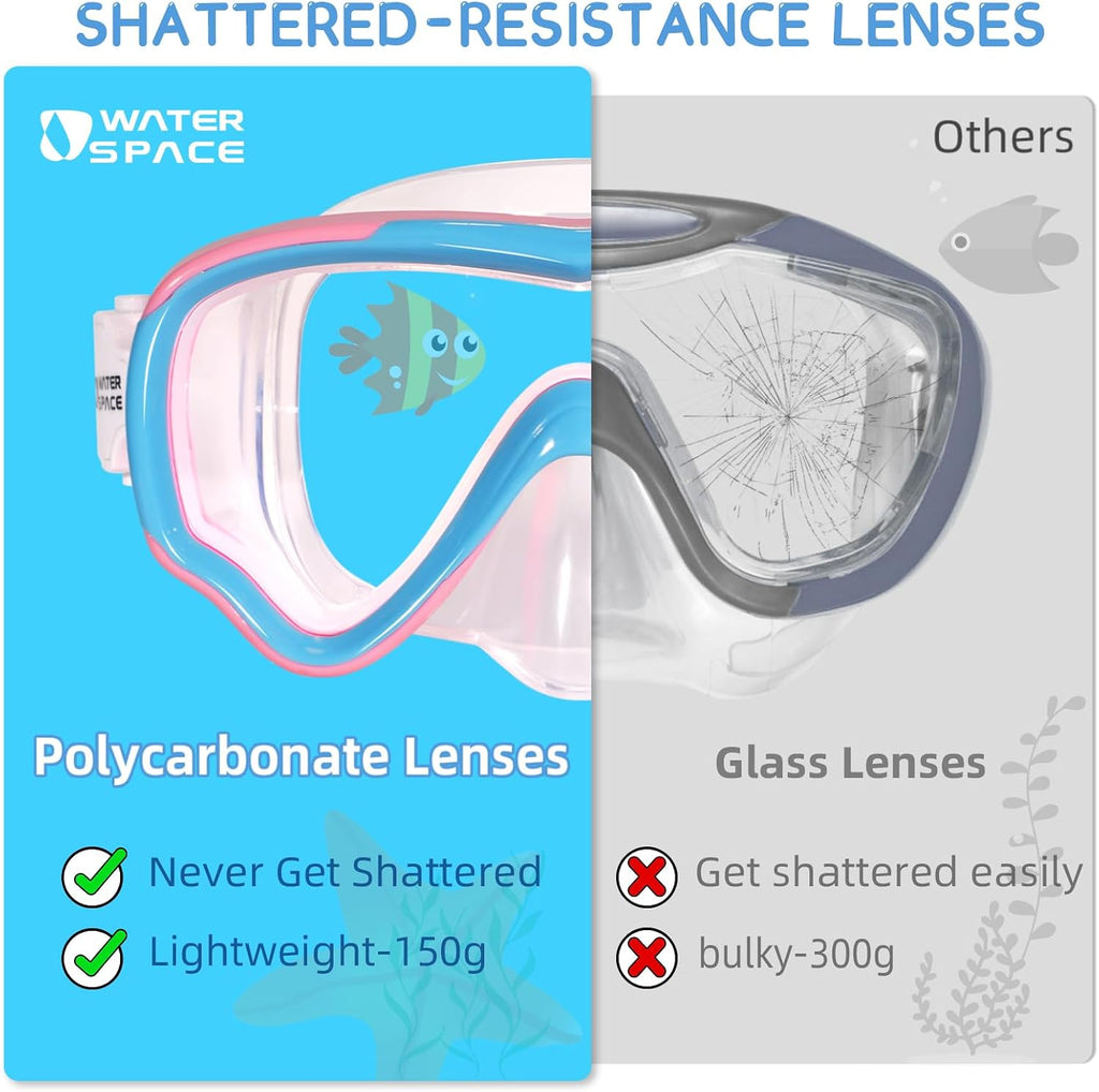 Water Space Kids Swim Goggles with Nose Cover Anti-Shattered No-Leak 3-15