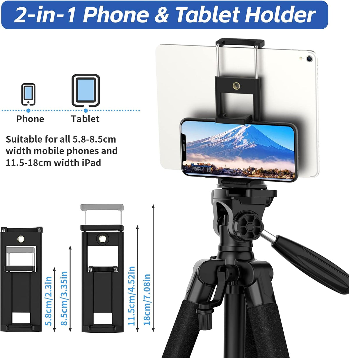 MACTREM 75in Aluminum Lightweight Travel Tripod for DSLR Camera Phone iPad