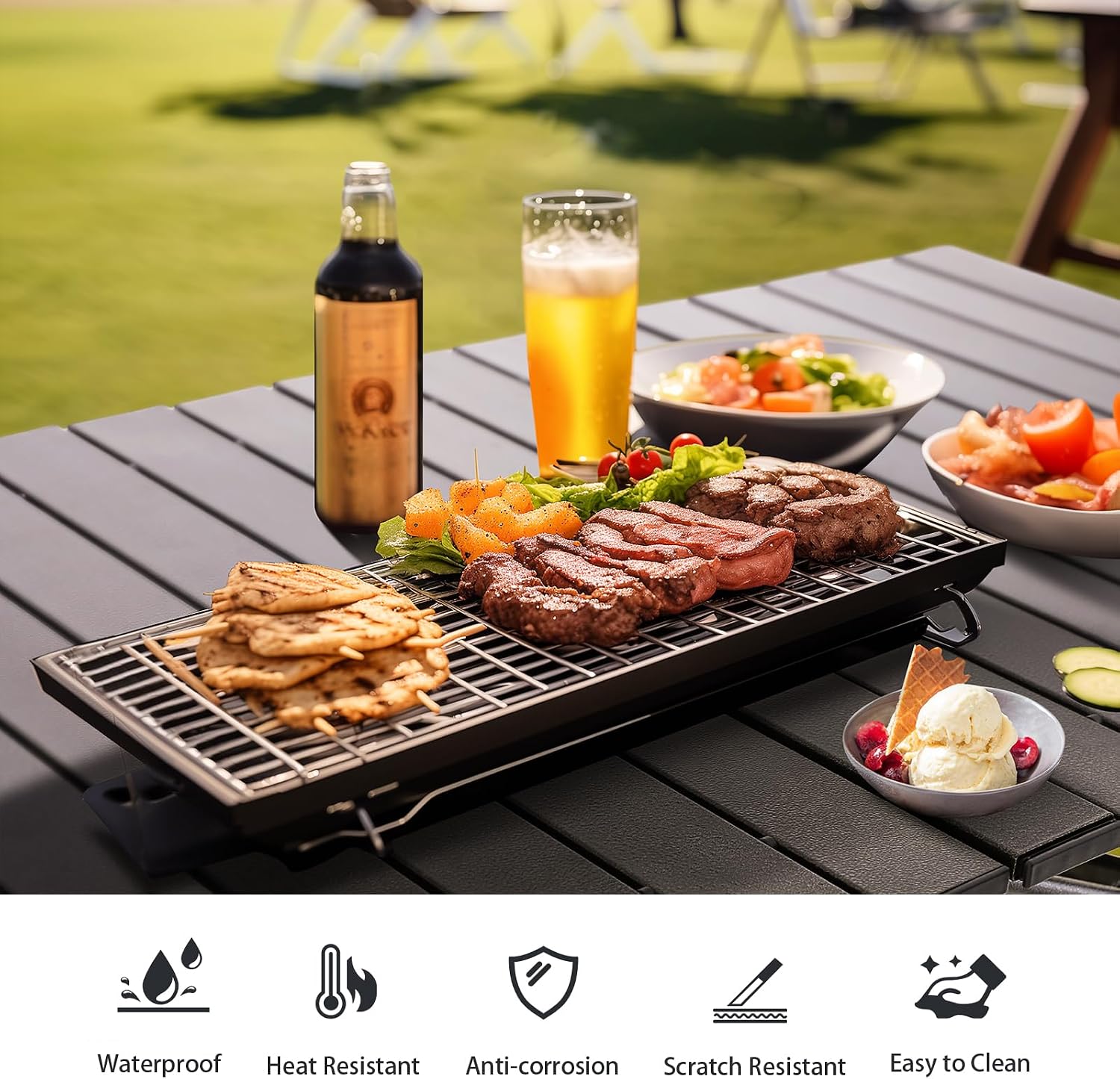 ALPHA CAMP Folding Camping Table Outdoor Table for Camping Picnic BBQ Beach