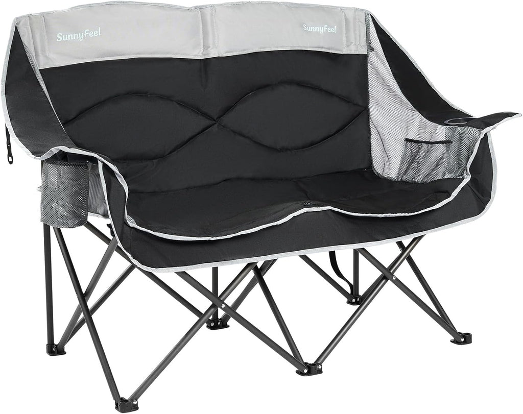 SUNNYFEEL Double Camping Chairs Padded Loveseat Chair for Adults
