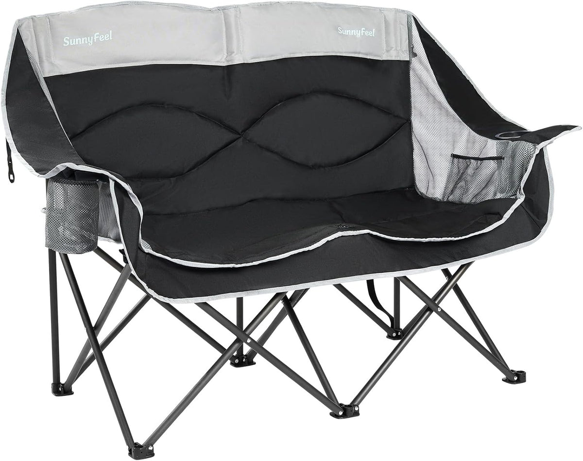 SUNNYFEEL Double Camping Chairs Padded Loveseat Chair for Adults