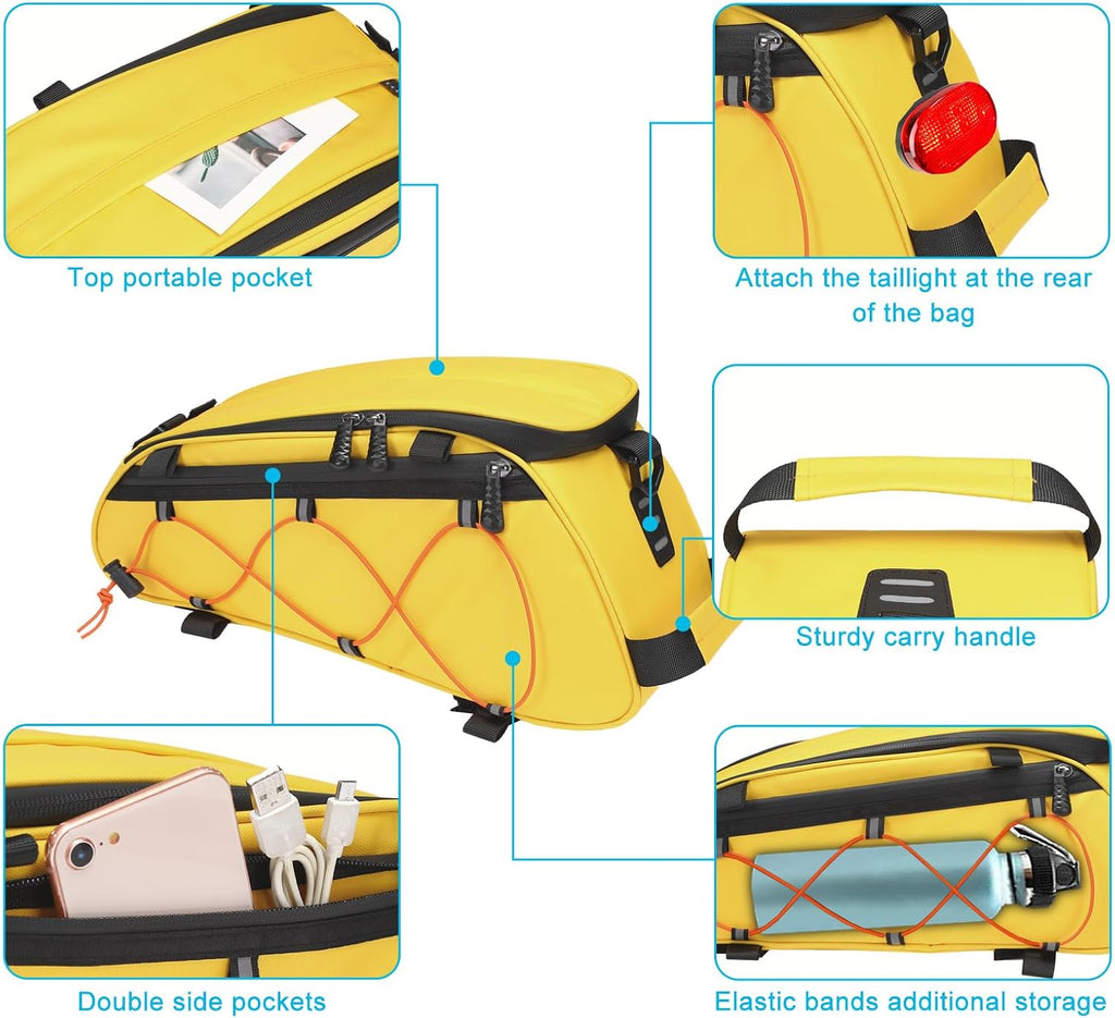 MOSISO Bike Rack Bag Bicycle Bike Trunk Cooler Storage Handbag, Yellow