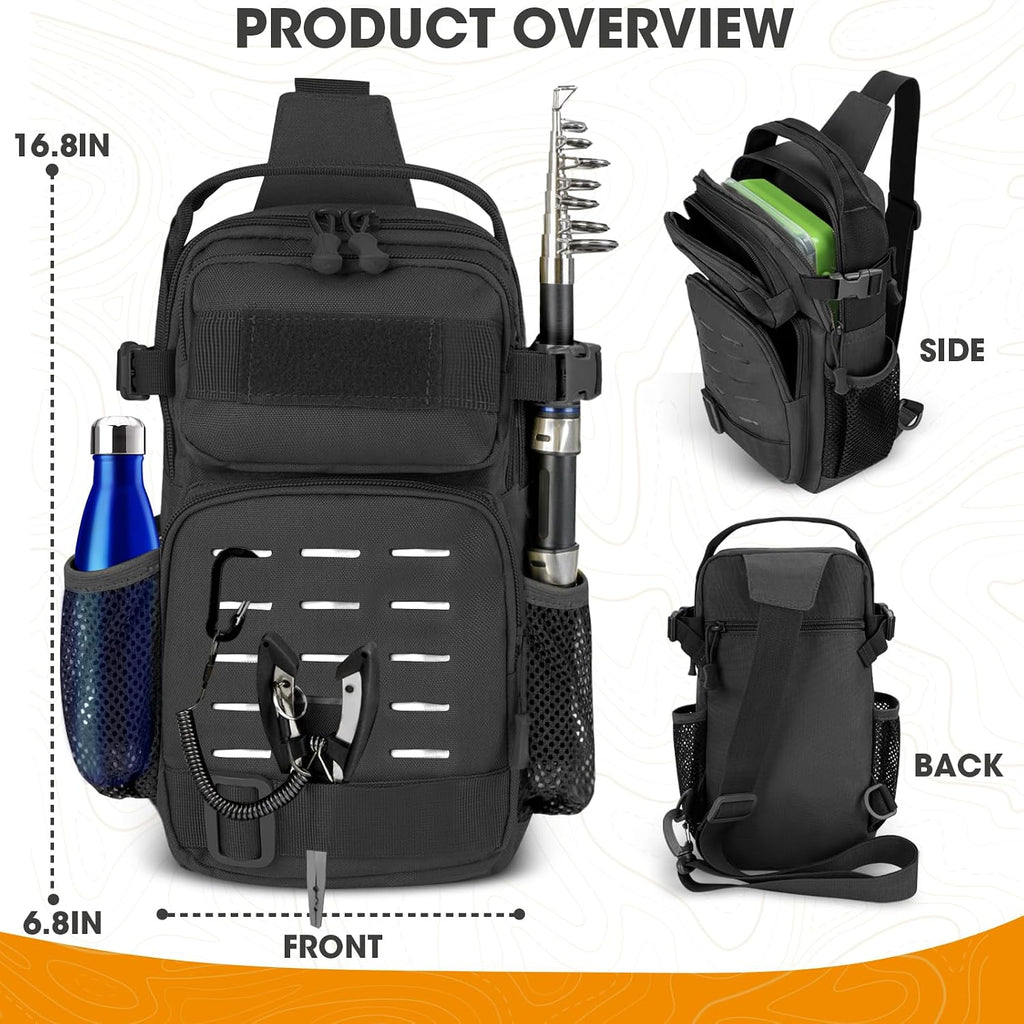 THKFISH Fishing Backpack with Tackle Boxes,Fishing Sling Bag with Gear