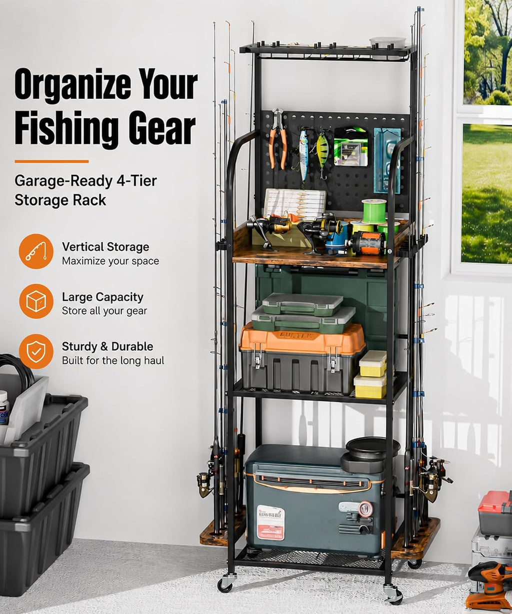 Homde Fishing Rod Holders for Garage: Large Capacity up to 12 Rods