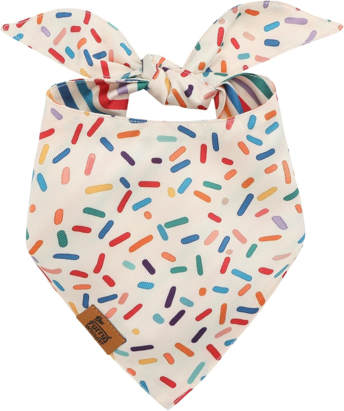 Dog Birthday Bandana, Reversible Soft Breathable Adjustable Pet Scarf for Medium & Large Dogs, Party Photo Outfit for Boy or Girl, Sprinkle and Stripe, Medium Fits Up to 18"