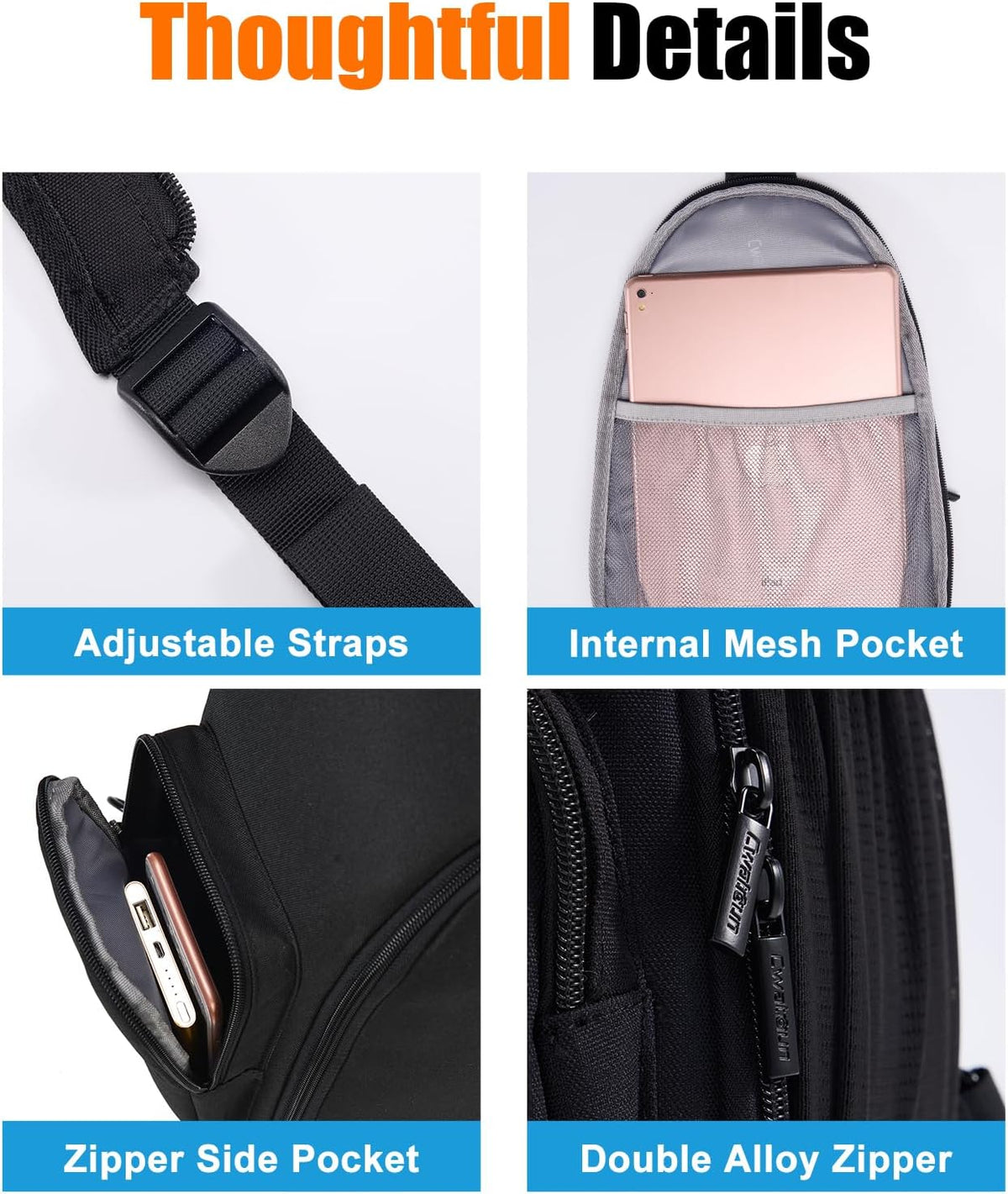 Cwatcun 2-in-1 Sling/Backpack, USB Camera Bag for DSLR/Mirrorless