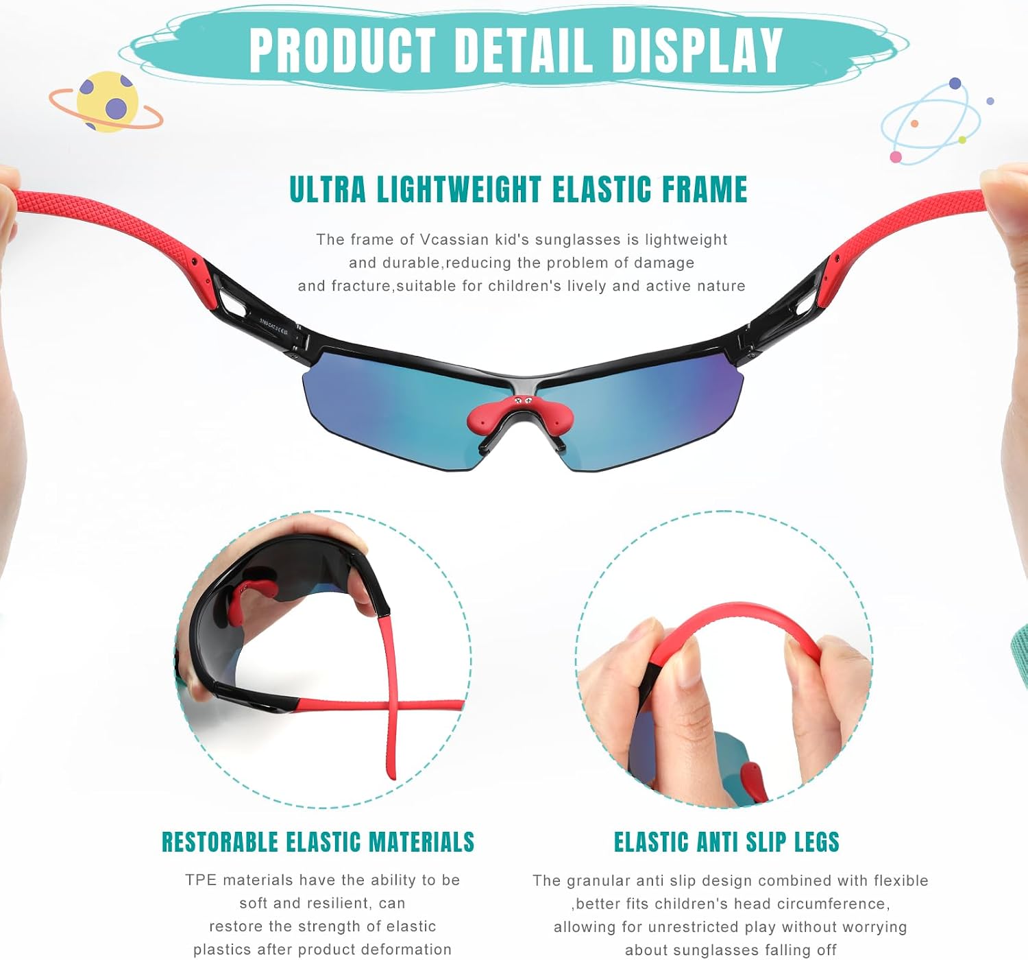 Kids Sunglasses Polarized Baseball Glasses for Boys Girls 3-12