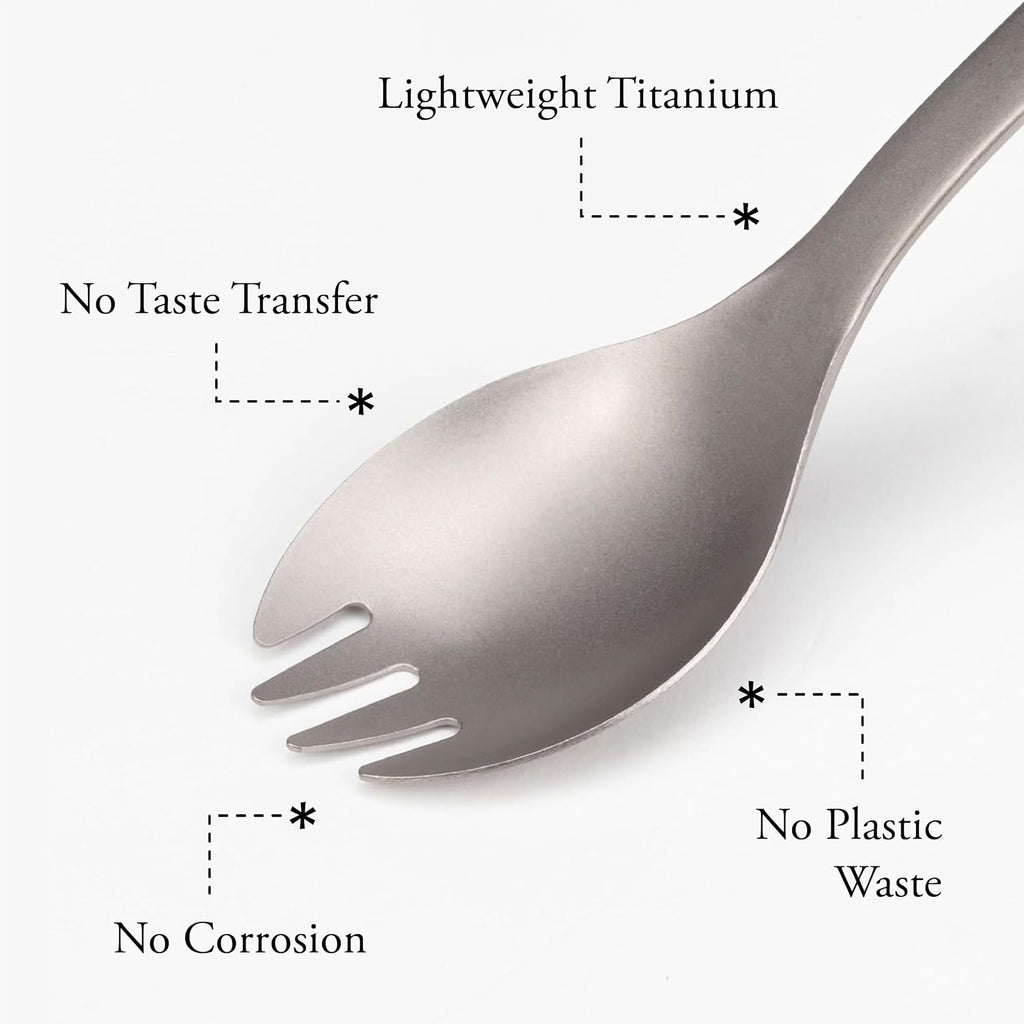 Snow Peak Titanium Spork for Outdoor Use, Portable and Durable, 4 Pack