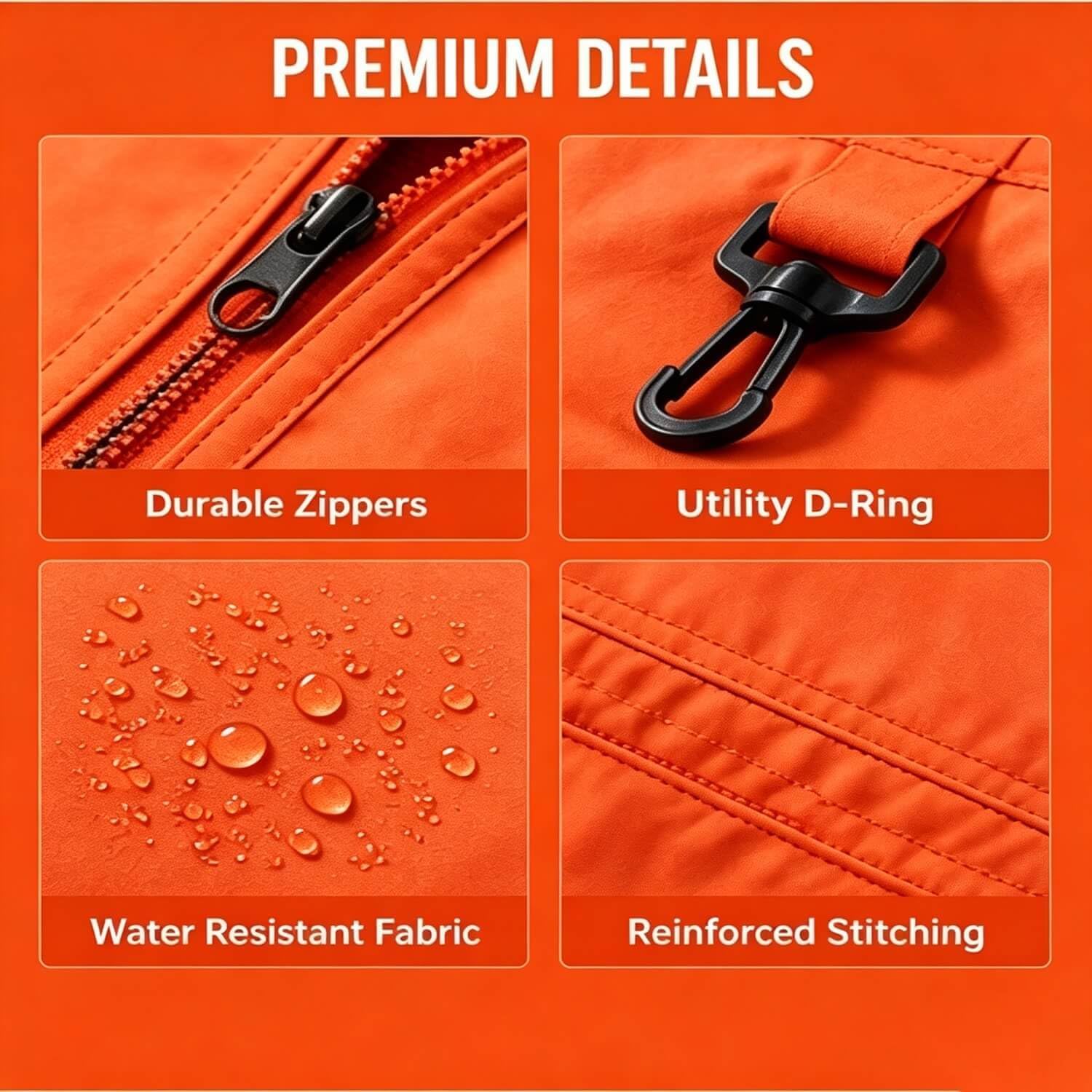 Outdoor Utility Vest for Men & Women, Lightweight Breathable Mesh Vest with Multiple Pockets for Fishing, Photography, Hiking, Camping, Travel & Safari, Orange