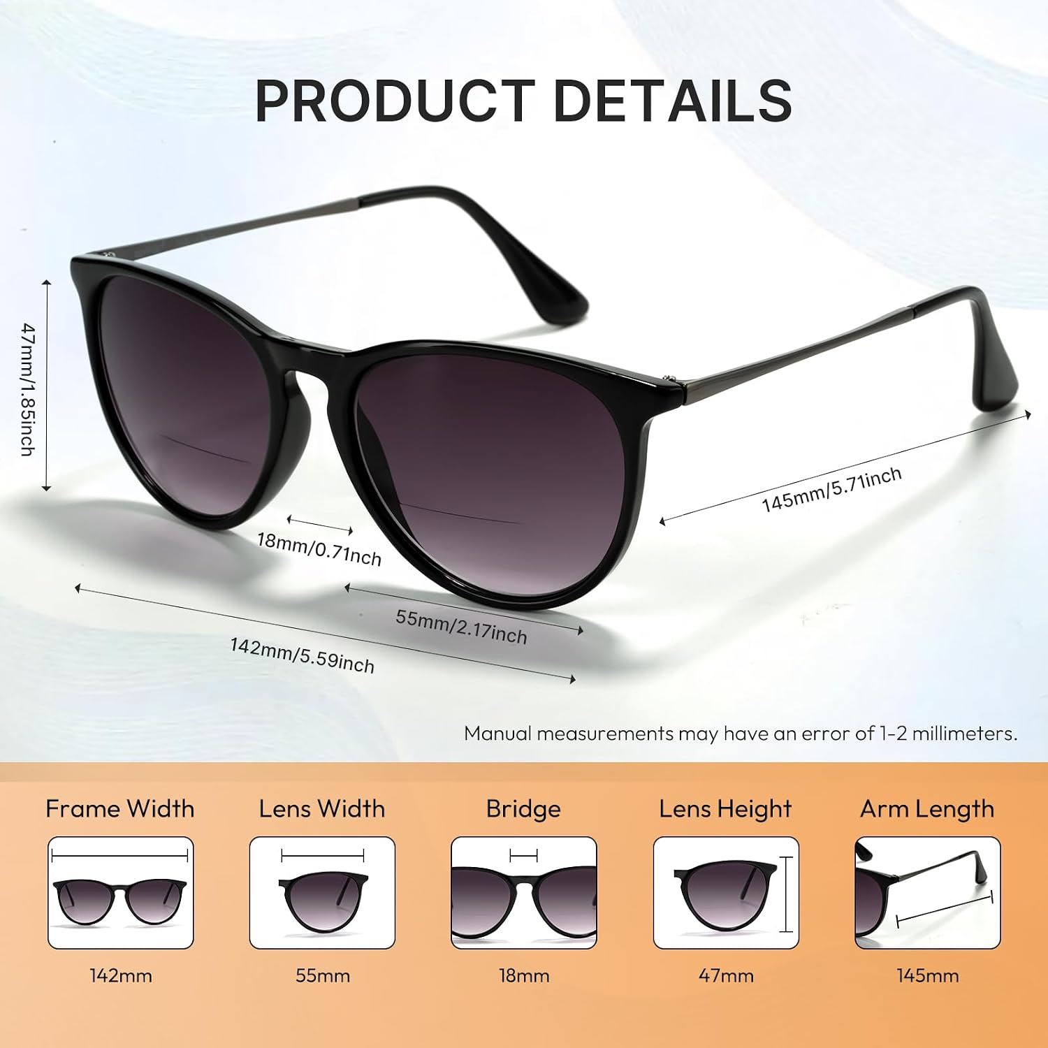 EFE Bifocal Reading Sunglasses for Men and Women, Sun Readers with UV400 Protection, Dual Vision Distance and Reading Glasses