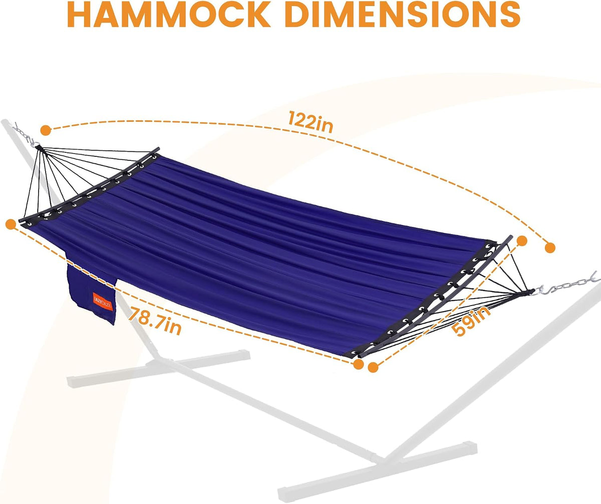 Lazy Daze Portable Camping Hammock with Curved Spreader Bar, Navy