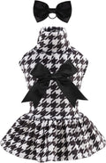 CuteBone Turtleneck Dog Velvet Dress Puppy Skirt Costume Pet Clothes Cat Apparel with Bow Hair Rope for Small Dogs CVD04S