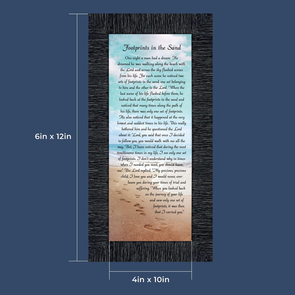 Footprints in the Sand Inspirational Wall Art, Beach Decor, Christian Gifts for Women and Men, Christian Wall Decor, Get Well Soon, Encouraging Scripture Wall Art, Framed Sympathy Gift 7349CH
