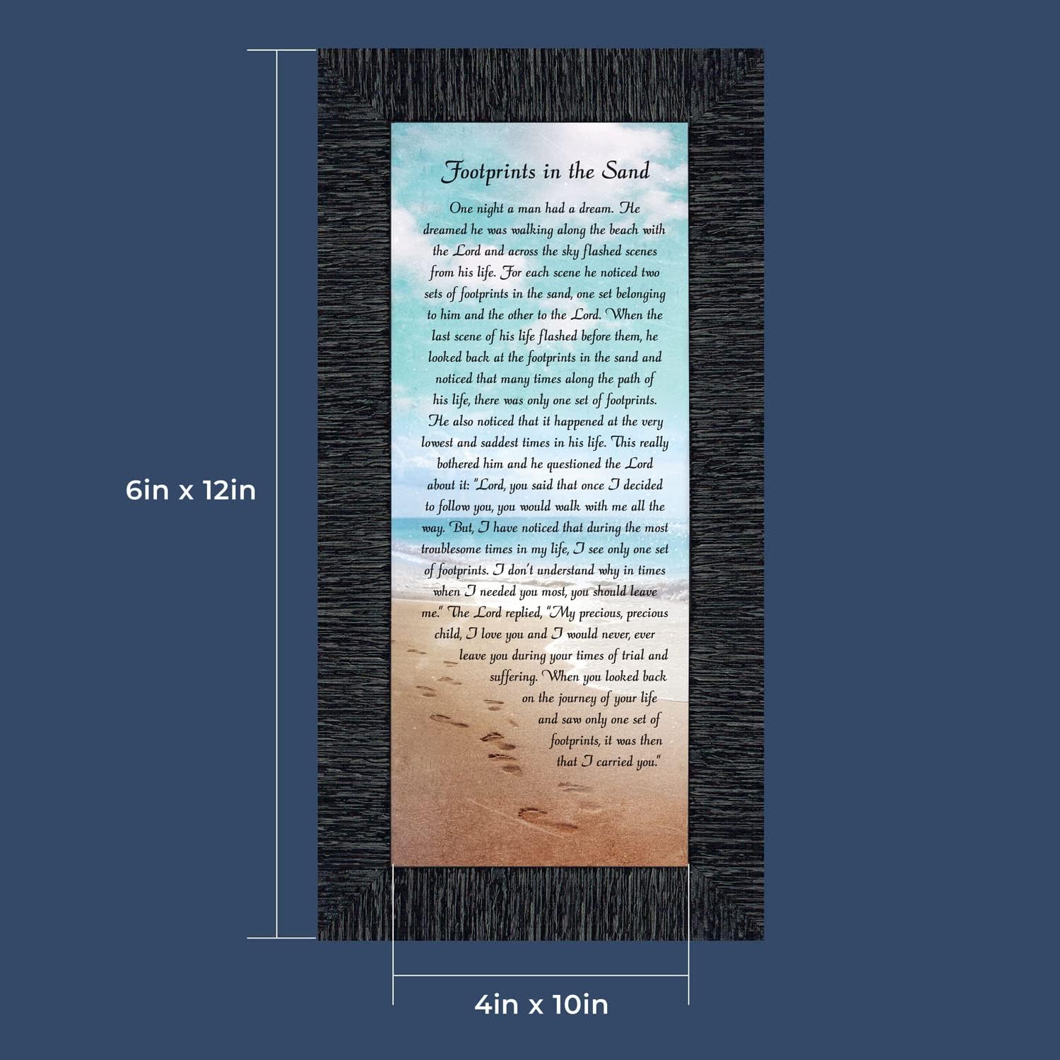 Footprints in the Sand Inspirational Wall Art, Beach Decor, Christian Gifts for Women and Men, Christian Wall Decor, Get Well Soon, Encouraging Scripture Wall Art, Framed Sympathy Gift 7349CH