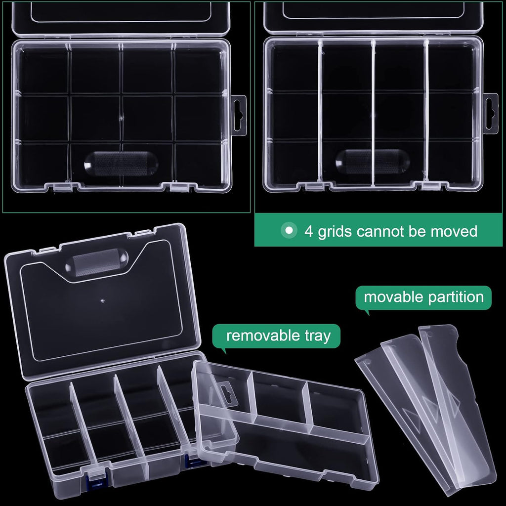 Honoson 6 Pack Fishing Tackle Box Organizer, Clear Waterproof Movable Tray