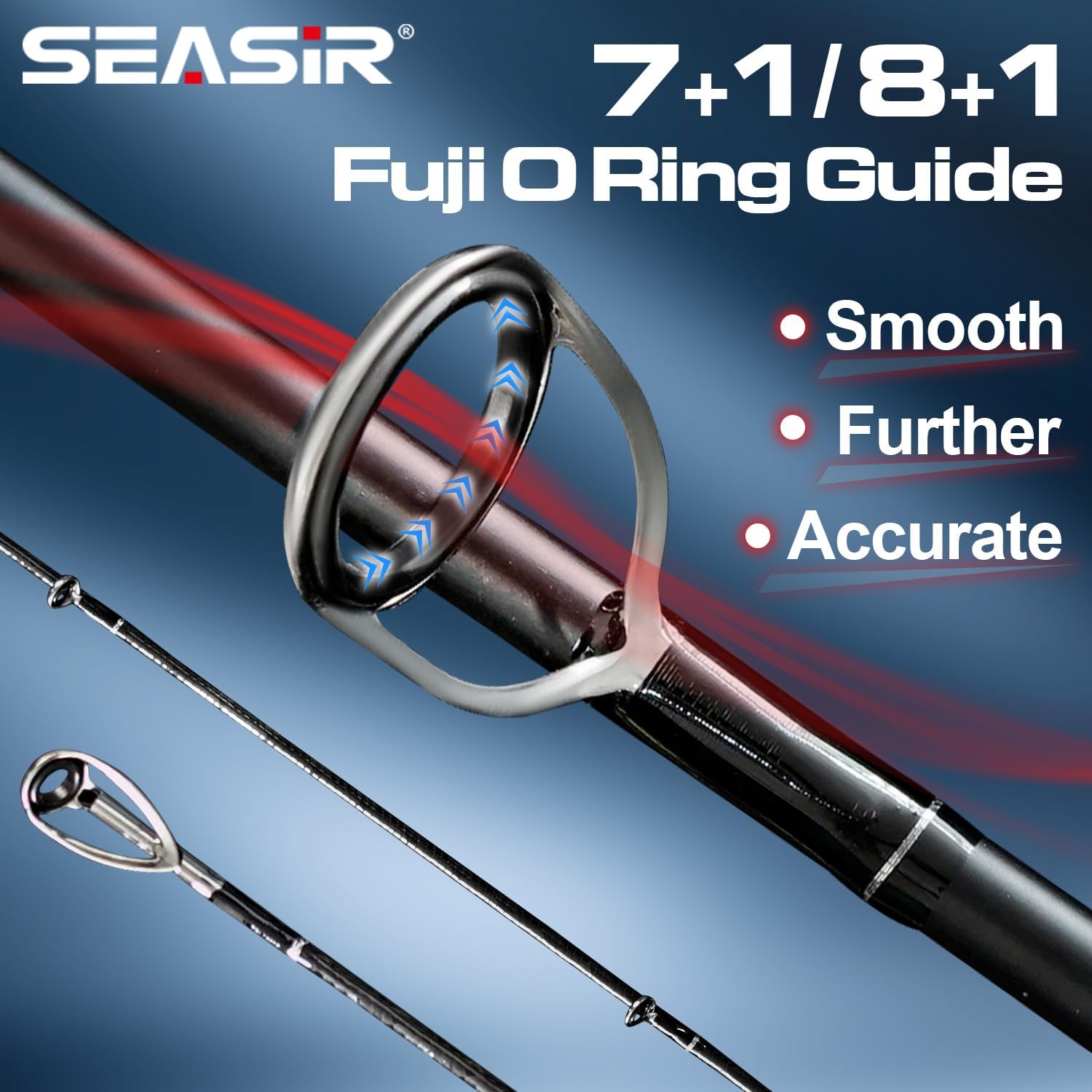SEASIR Overcast Saltwater Fishing Rod, 2 Piece M/MH, Carbon Fiber